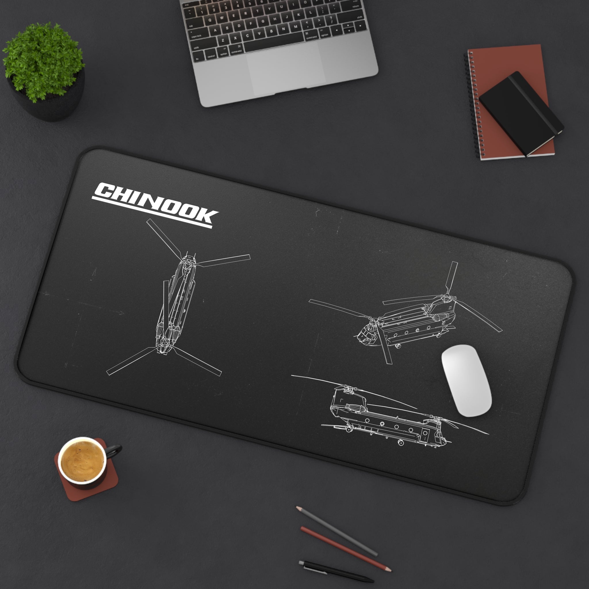 Chinook Helicopter Black Blueprint Mouse Pad / Desk Mat