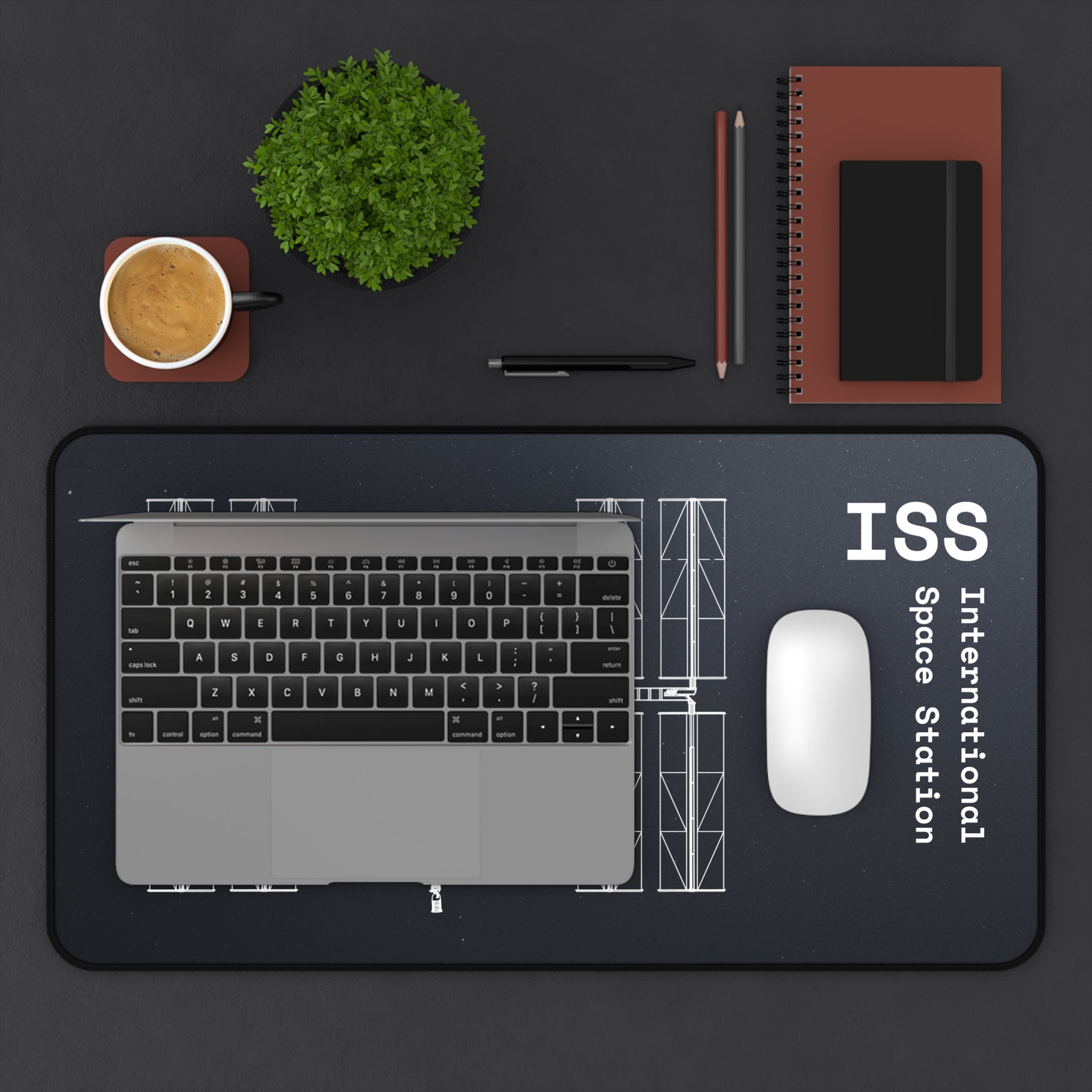 ISS International Space Station Black Blueprint Mouse Pad