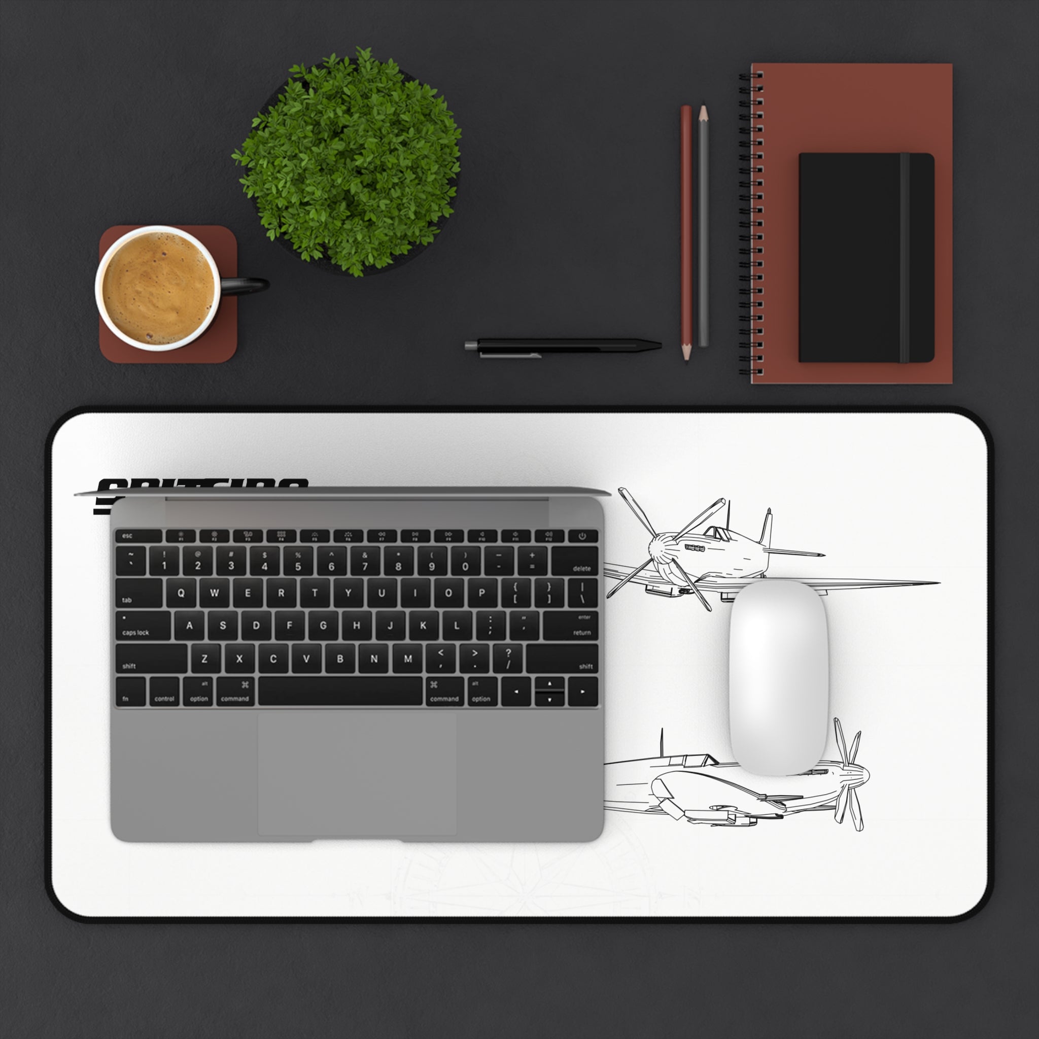 Spitfire White Blueprint Mouse Pad / Desk Mat