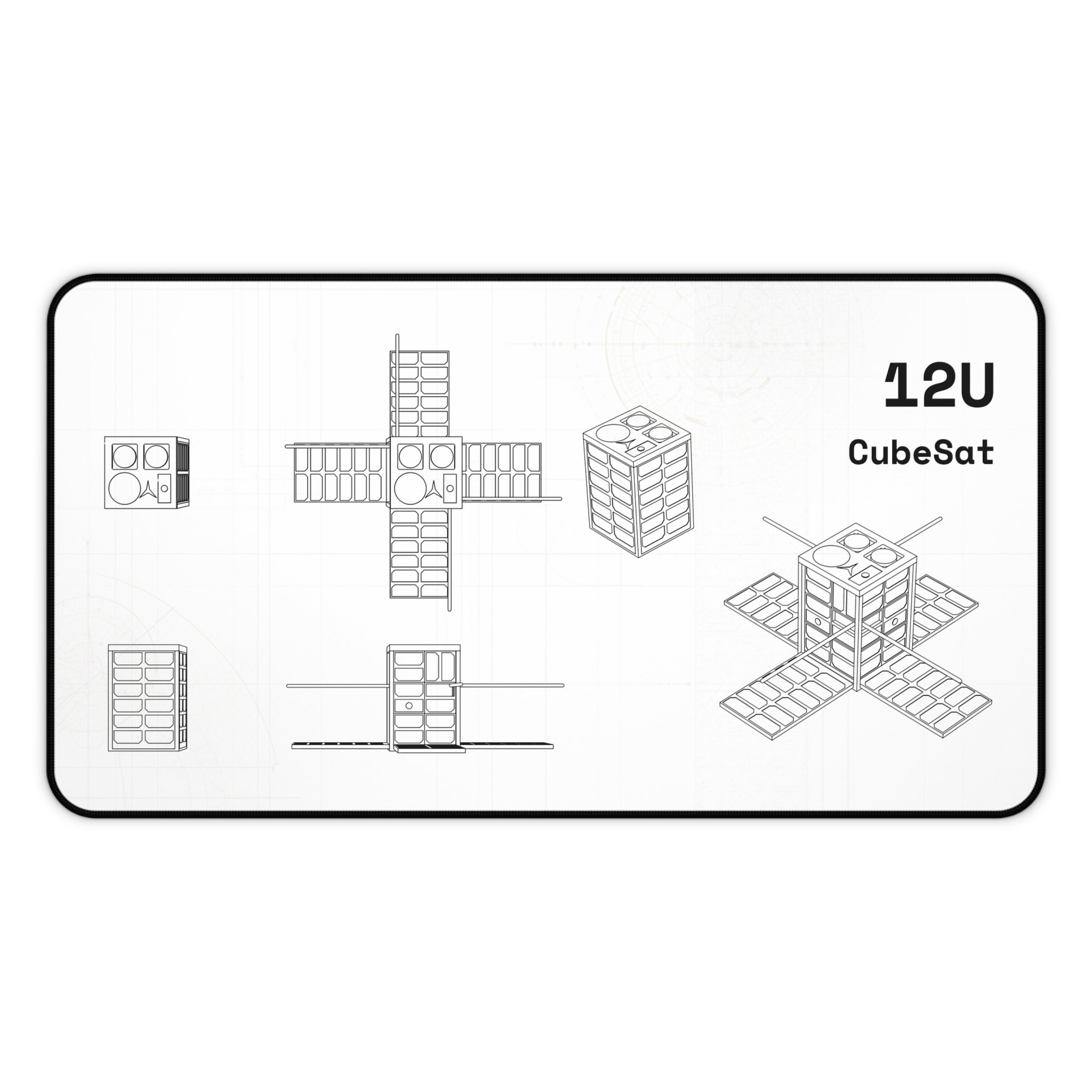 12U CubeSat White Blueprint Mouse Pad / Desk Mat