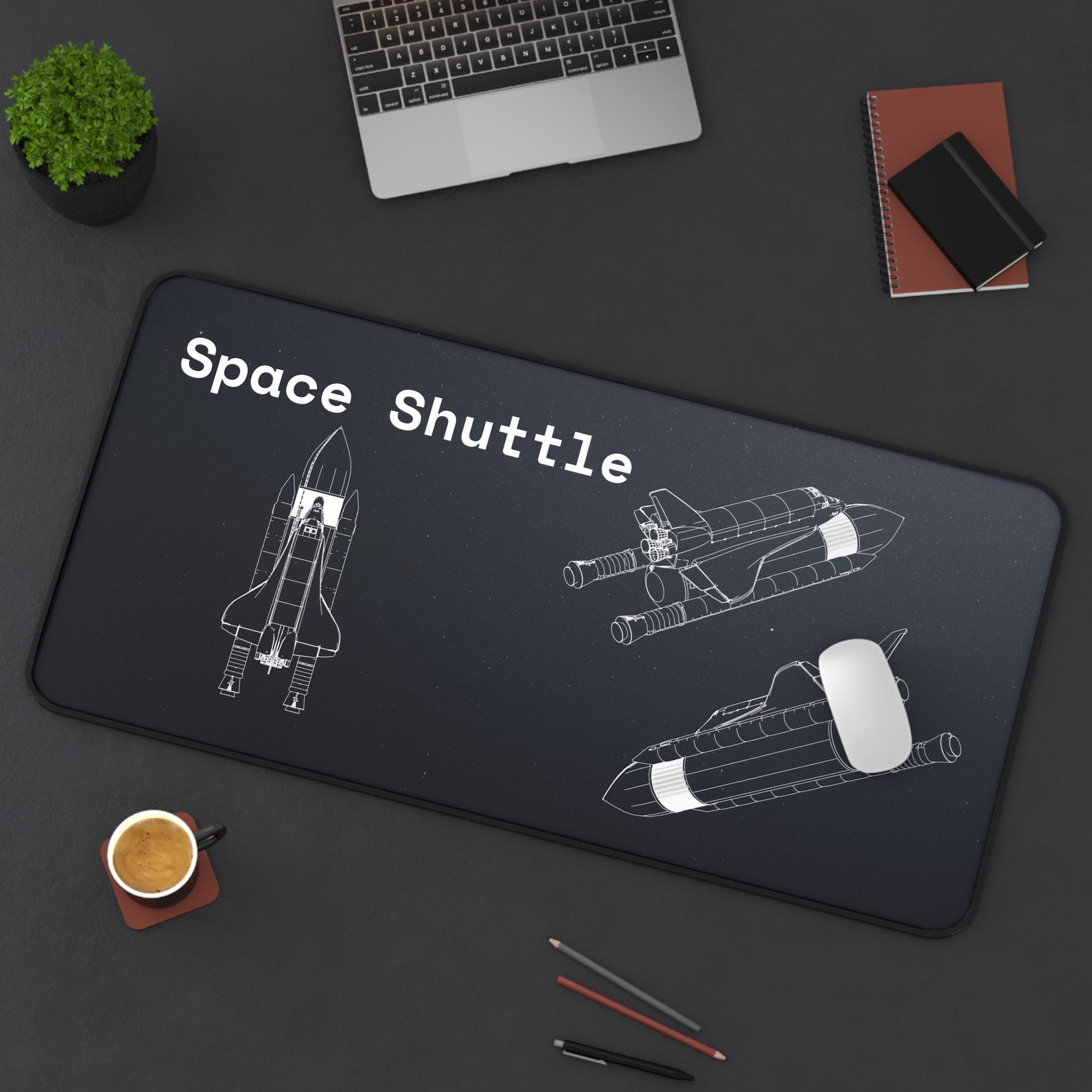 Space Shuttle Black Blueprint Mouse Pad