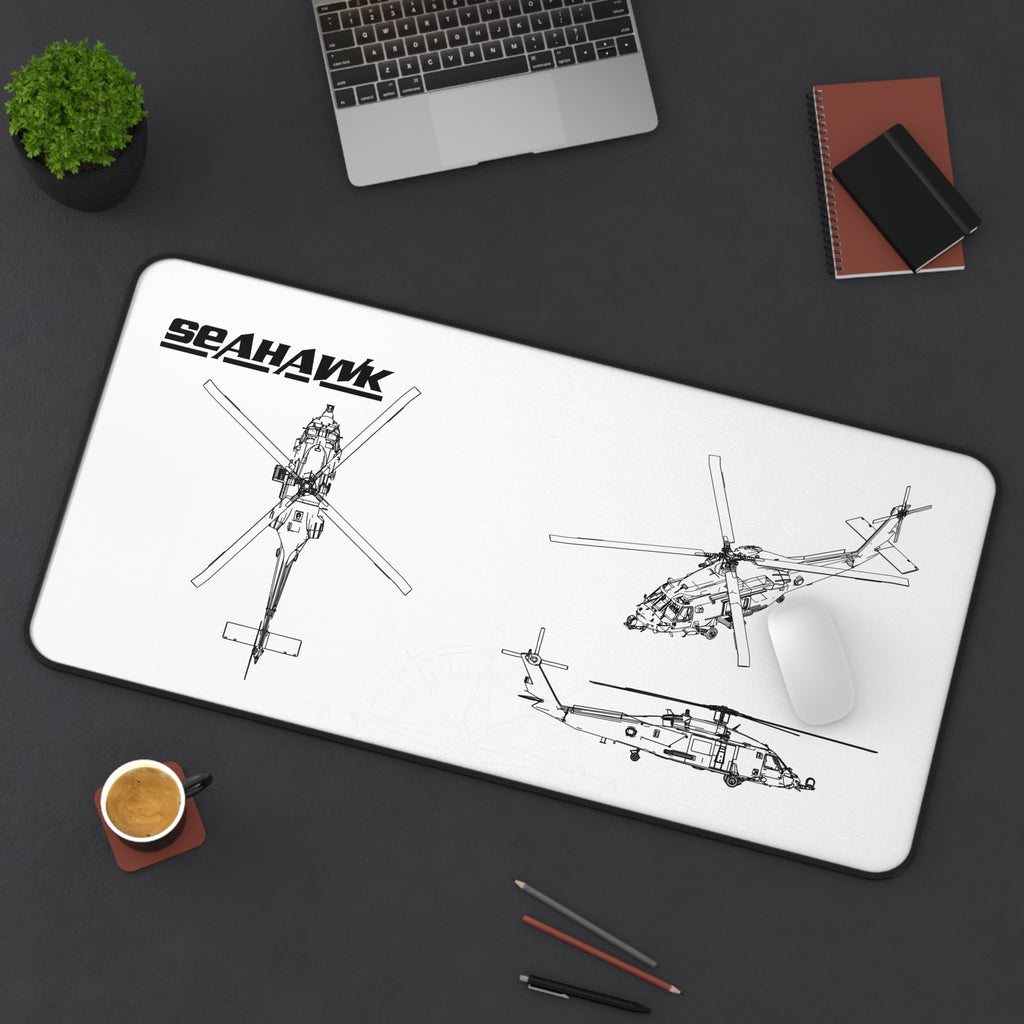 Seahawk Helicopter White Blueprint Mouse Pad / Desk Mat
