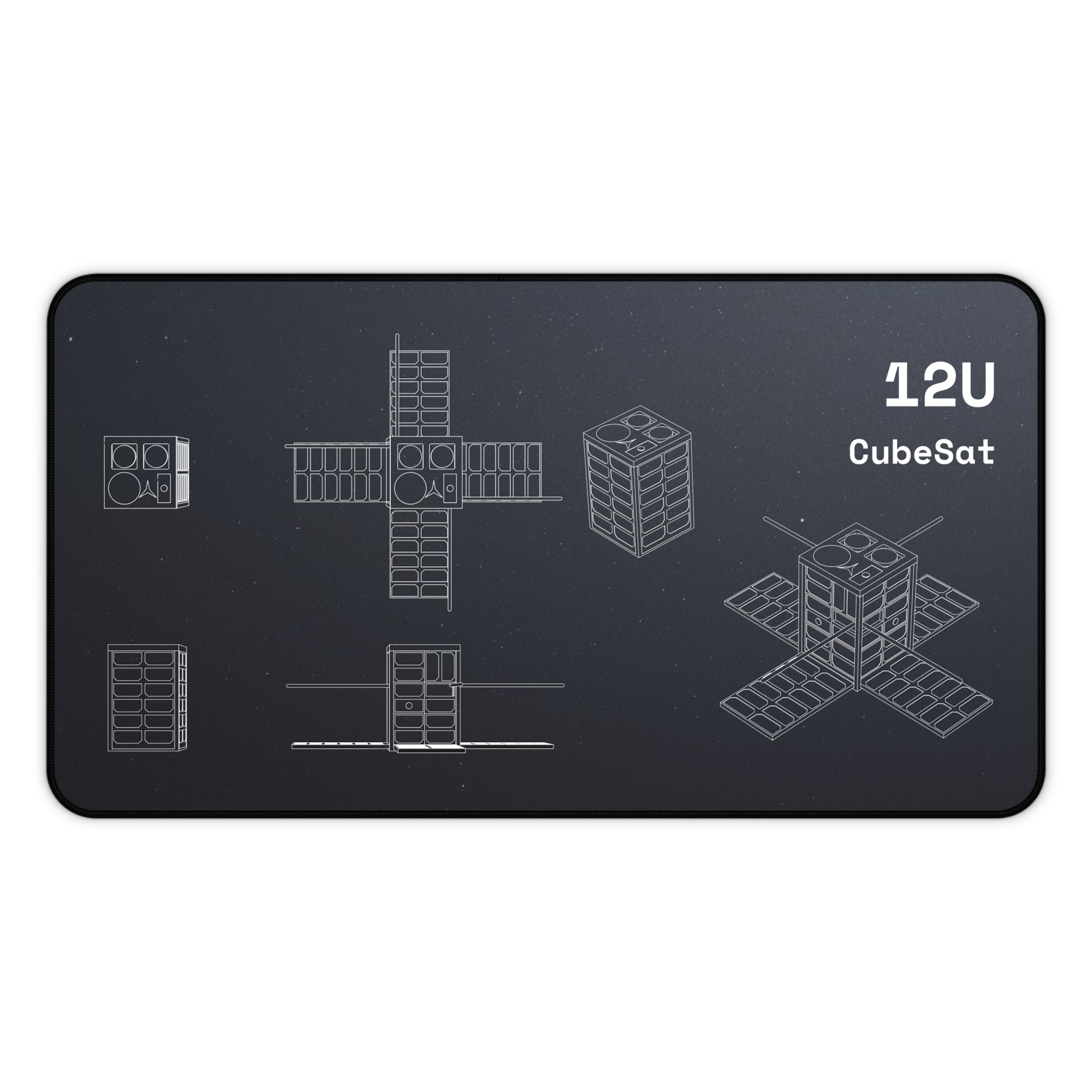 12U CubeSat Black Blueprint Mouse Pad / Desk Mat