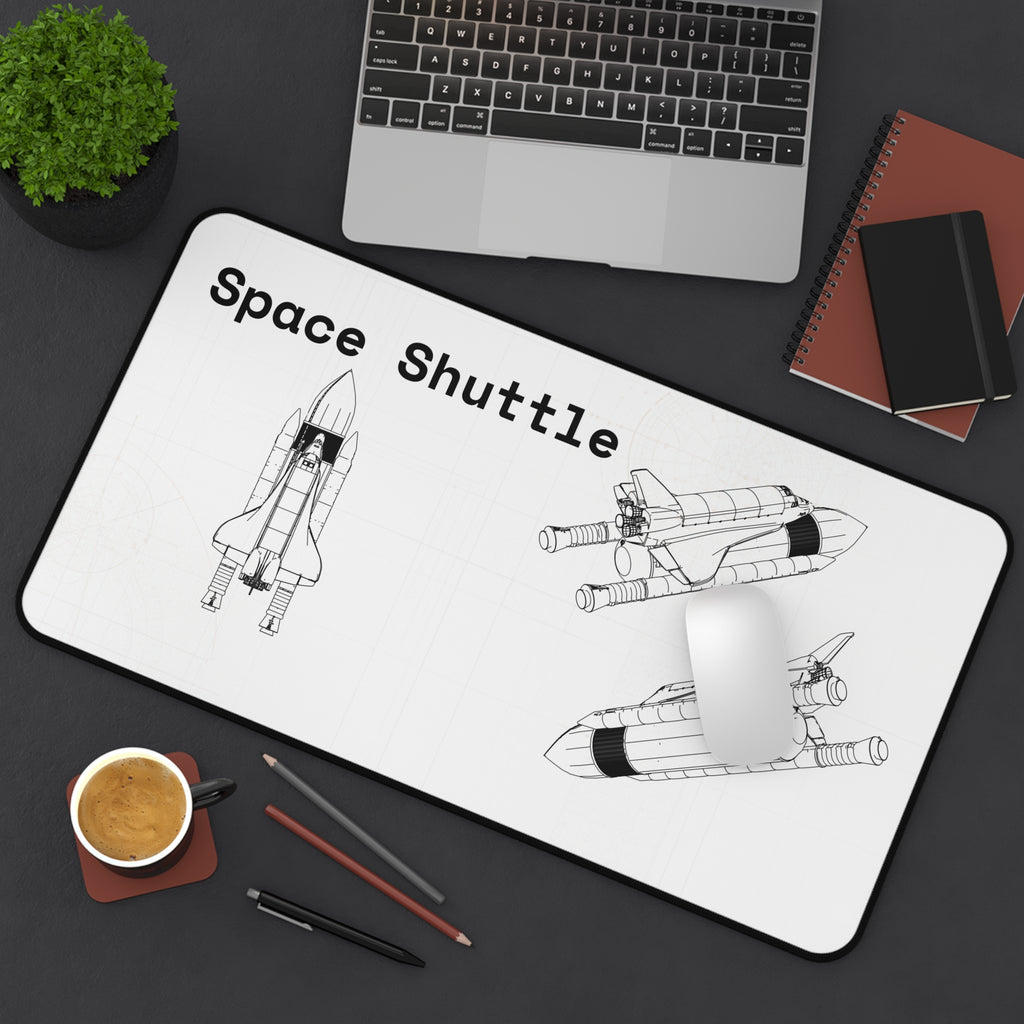 Space Shuttle White Blueprint Mouse Pad