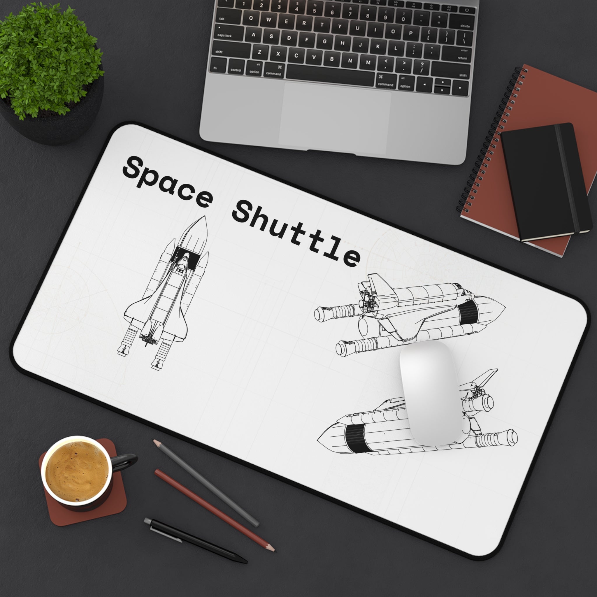 Space Shuttle White Blueprint Mouse Pad