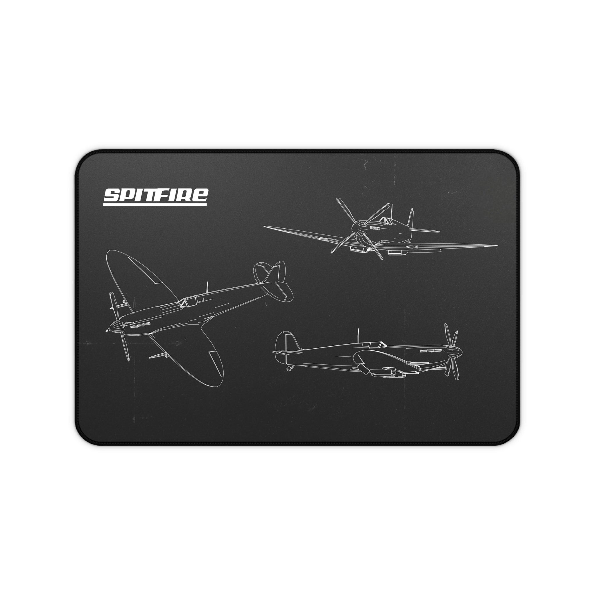 Spitfire Black Blueprint Mouse Pad / Desk Mat