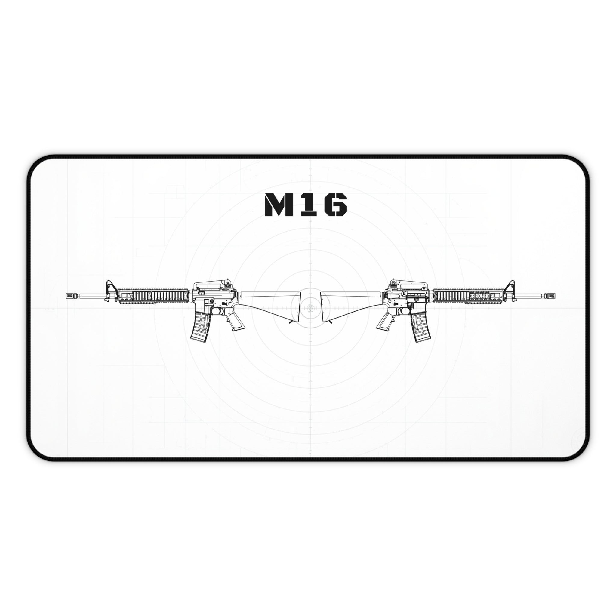 M16 Rifle White Blueprint Mouse Pad / Desk Mat