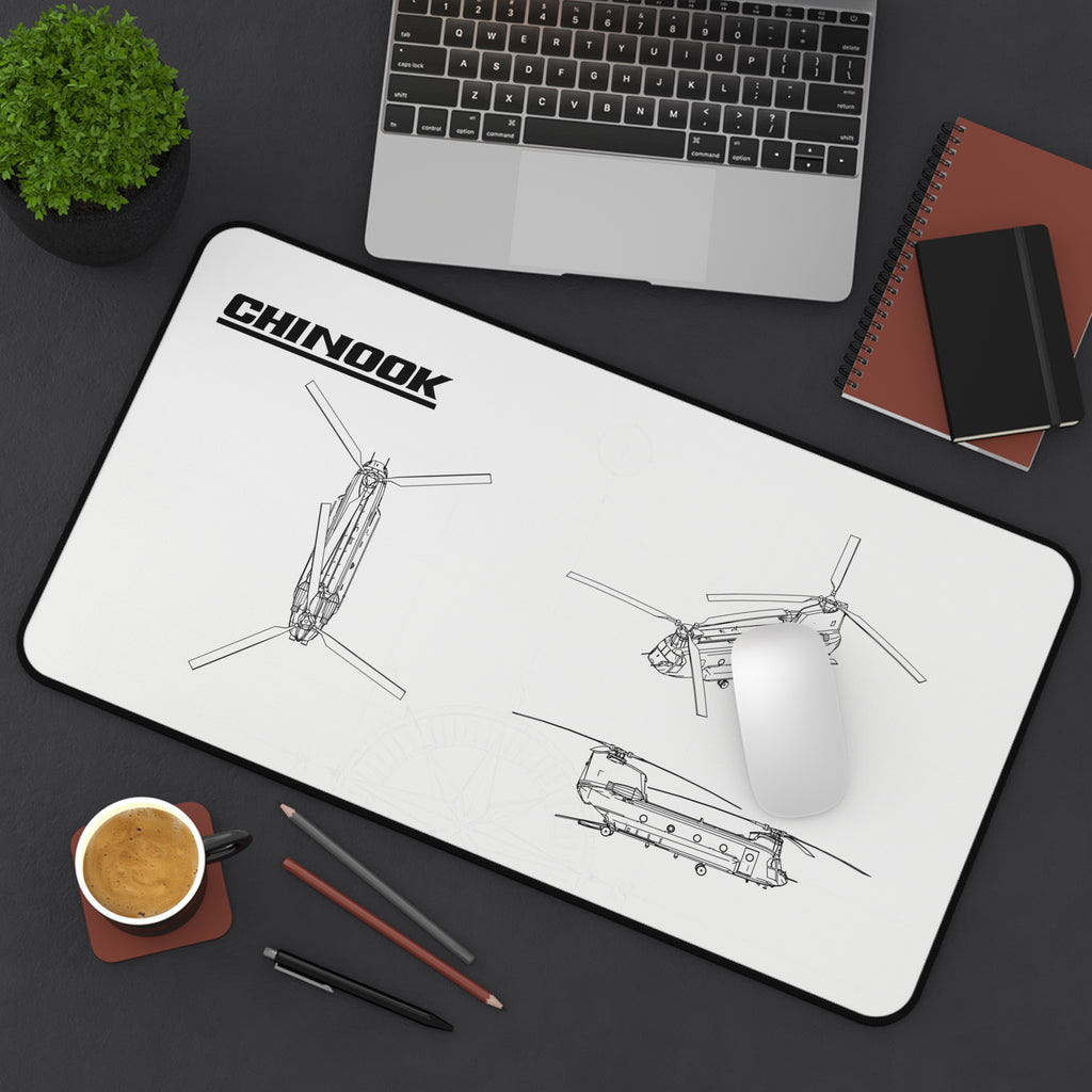 Chinook Helicopter White Blueprint Mouse Pad / Desk Mat