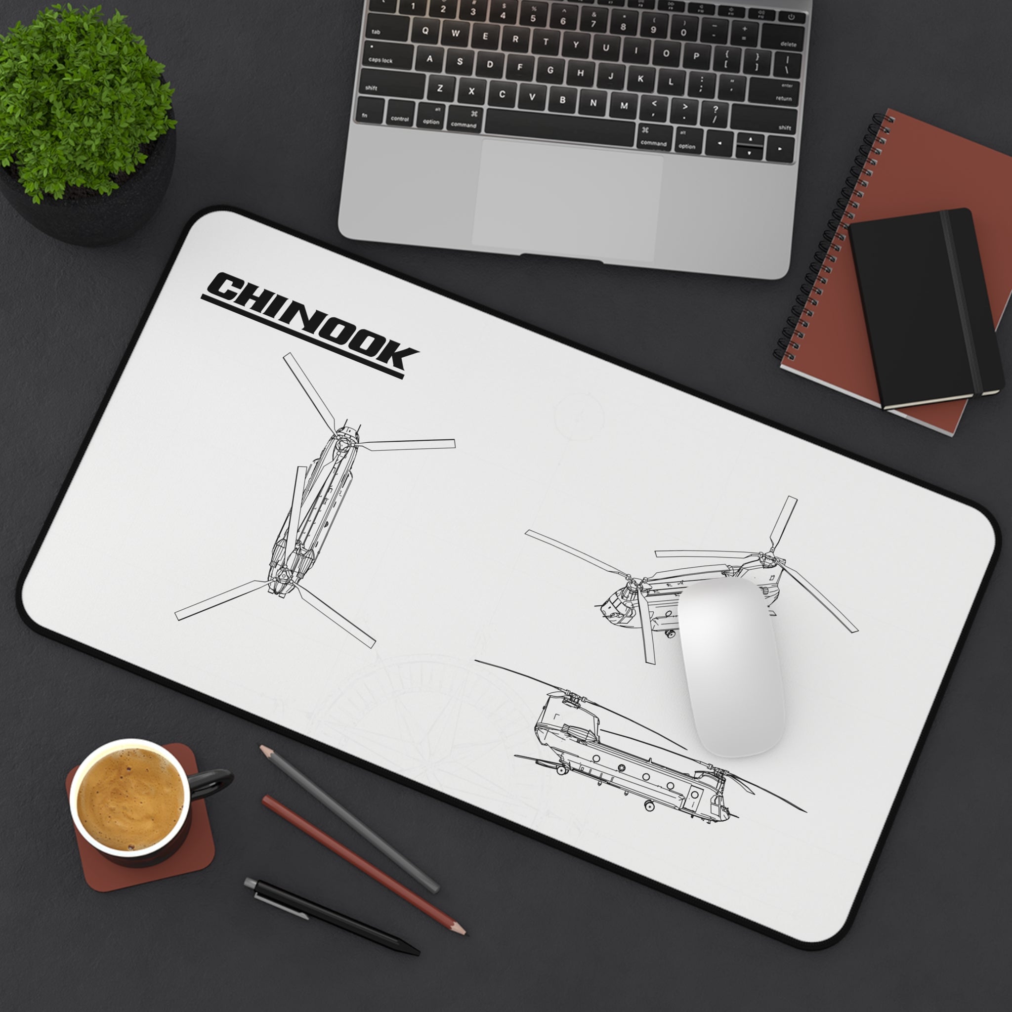 Chinook Helicopter White Blueprint Mouse Pad / Desk Mat