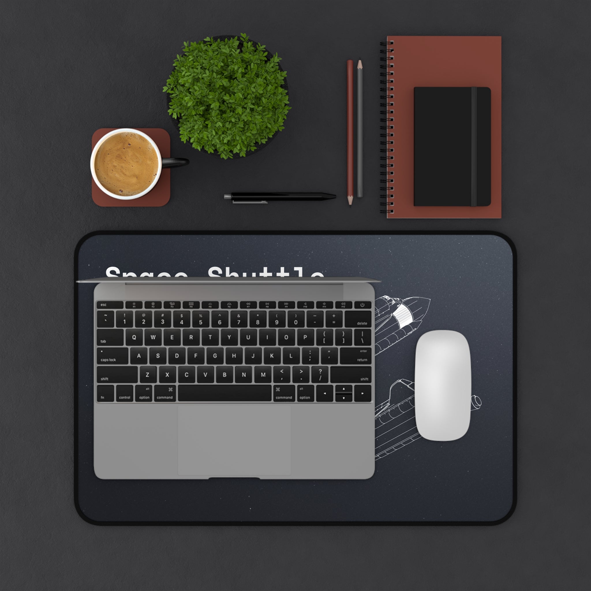 Space Shuttle Black Blueprint Mouse Pad