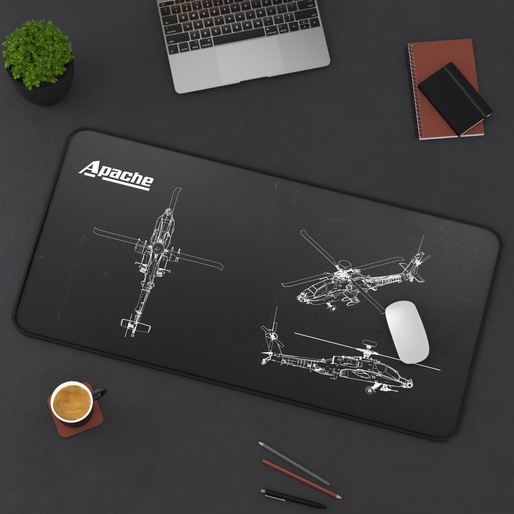 Apache Helicopter Black Blueprint Mouse Pad / Desk Mat