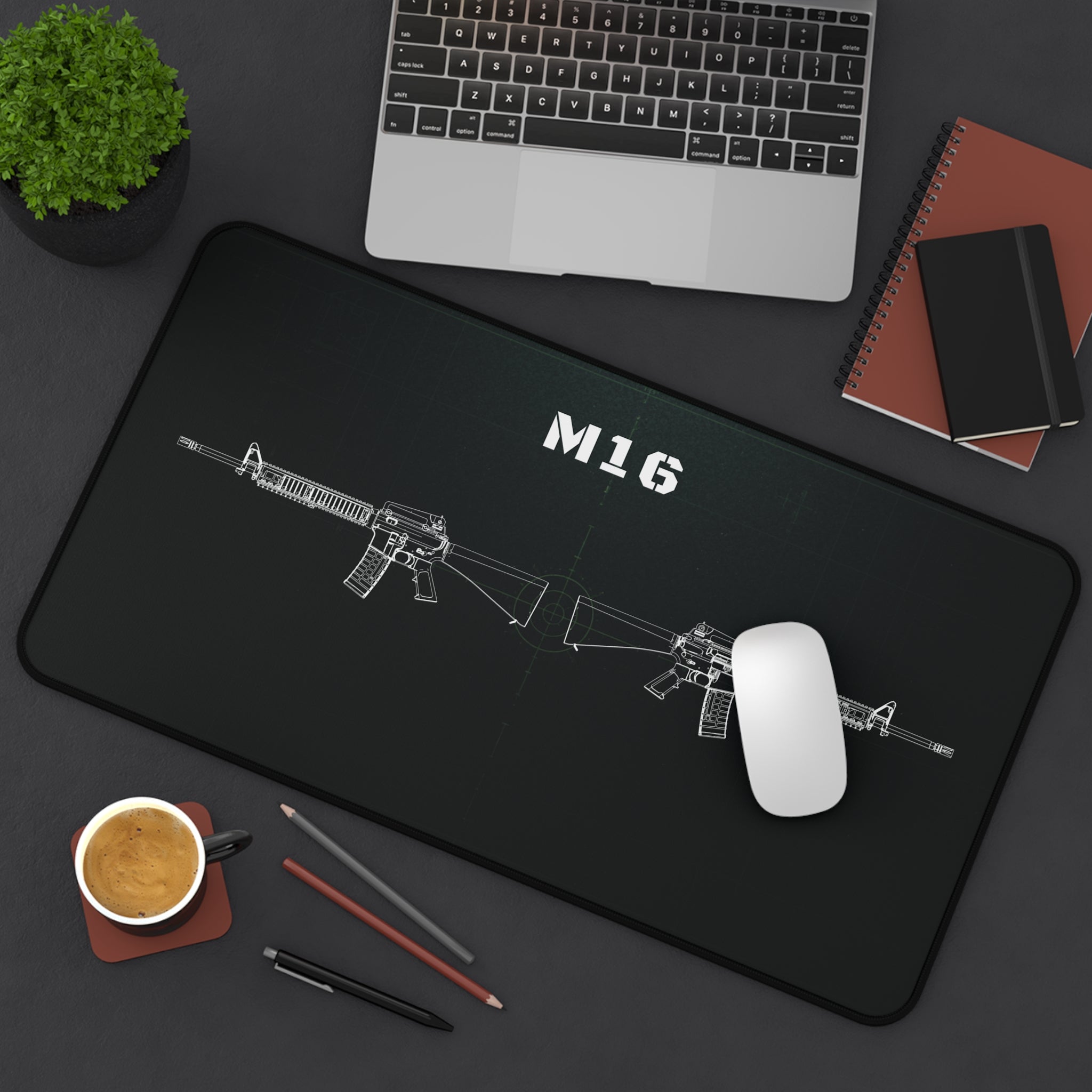 M16 Rifle Black Blueprint Mouse Pad / Desk Mat