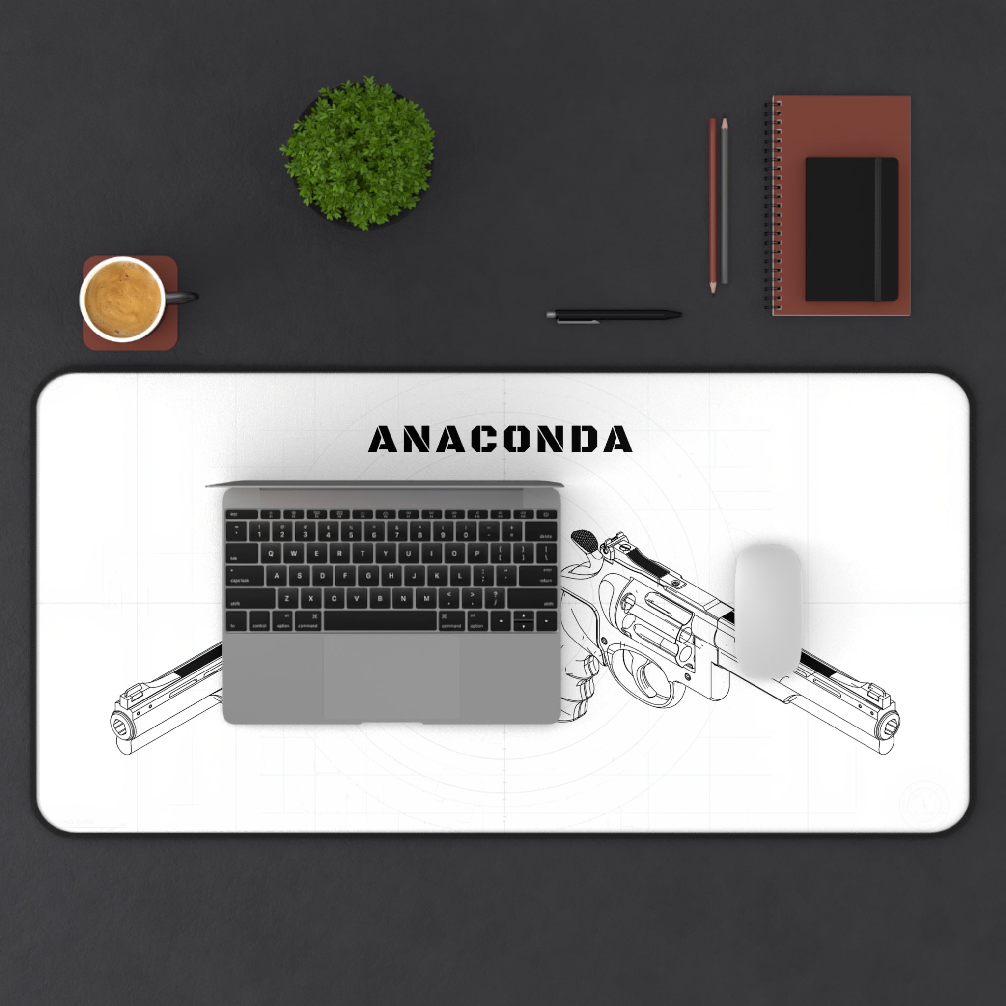 Anaconda Revolver White Blueprint Mouse Pad / Desk Mat