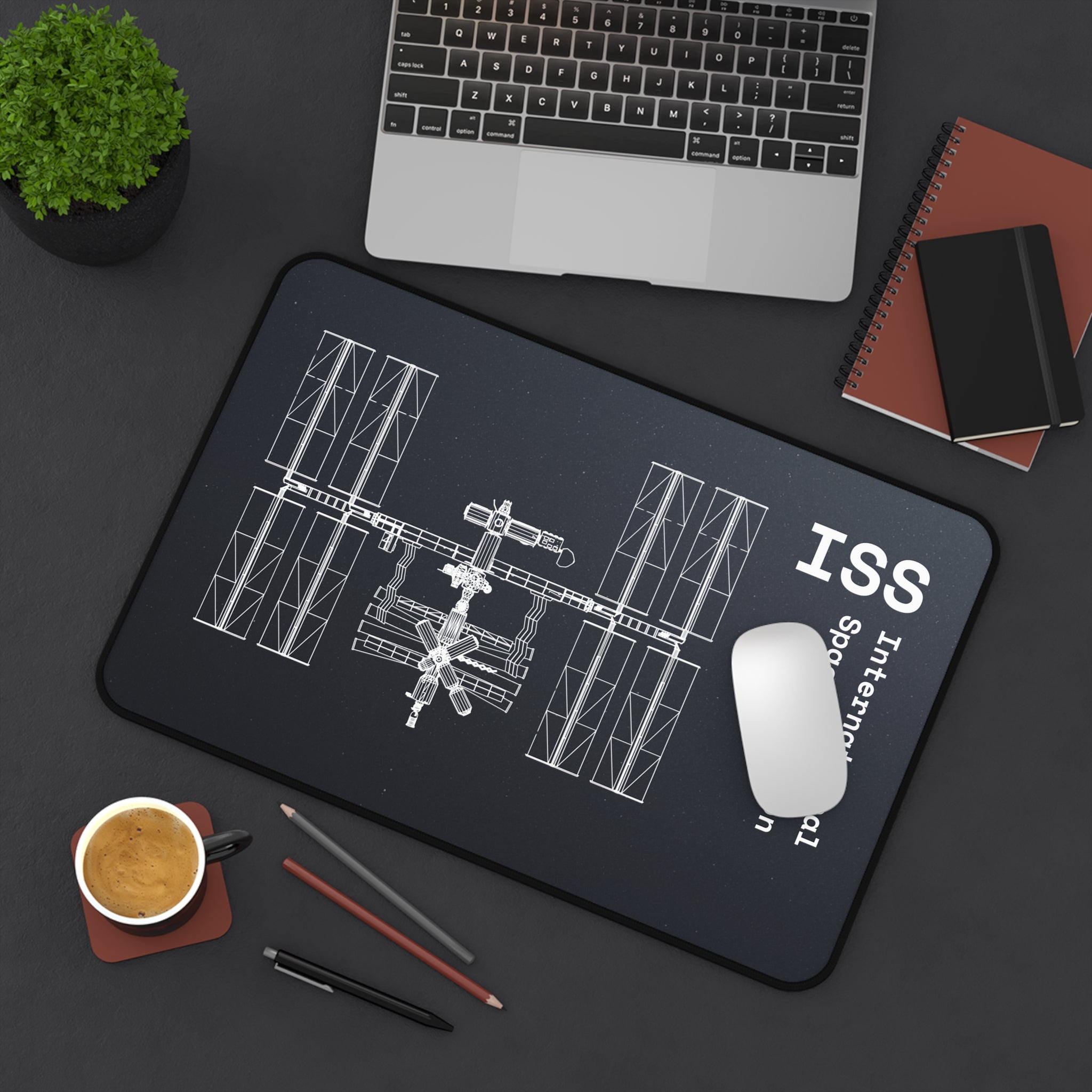 ISS International Space Station Black Blueprint Mouse Pad
