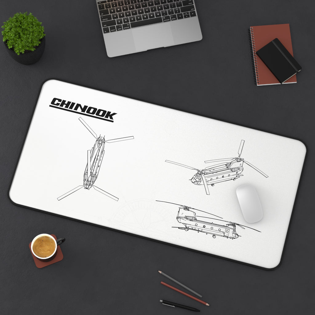 Chinook Helicopter White Blueprint Mouse Pad / Desk Mat