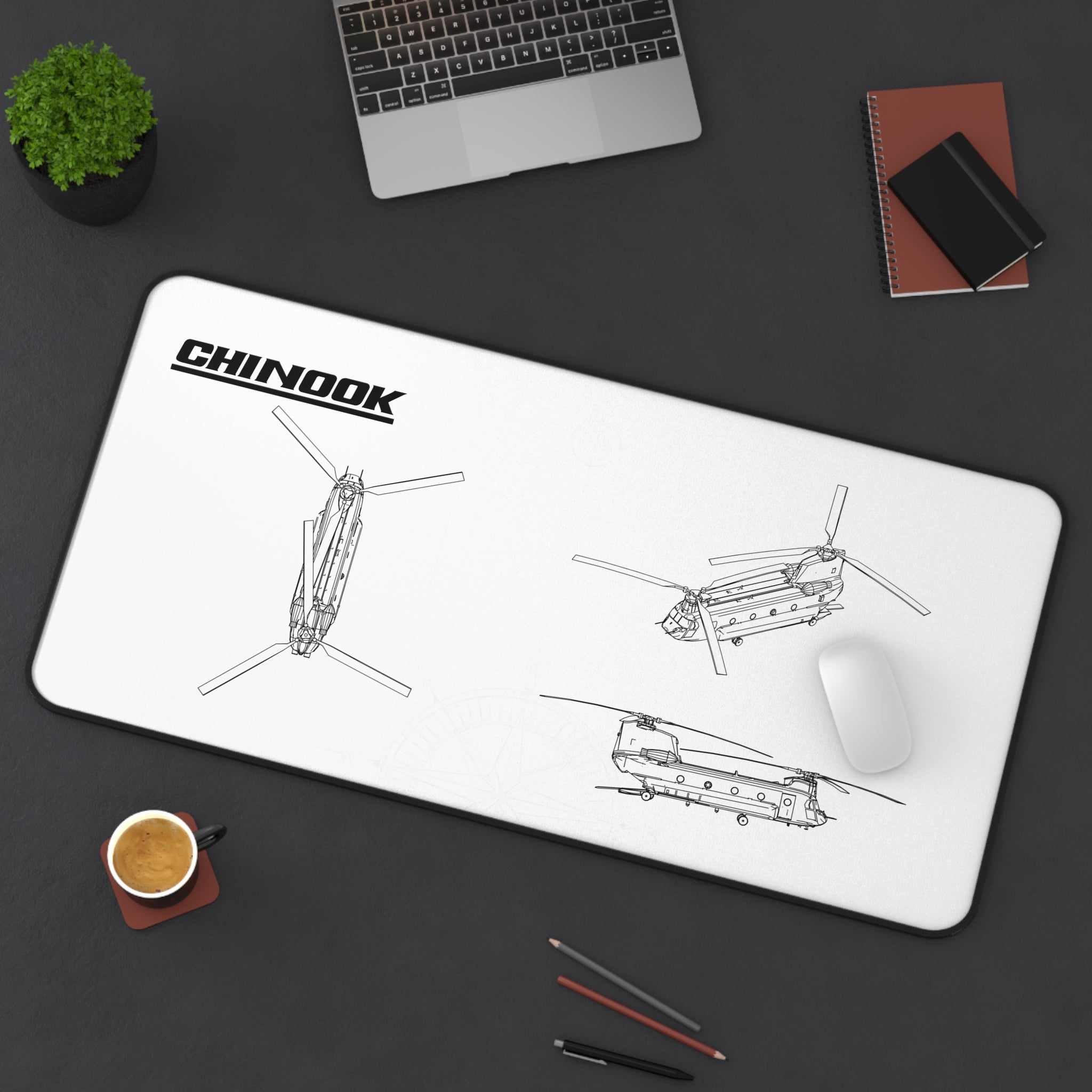 Chinook Helicopter White Blueprint Mouse Pad / Desk Mat