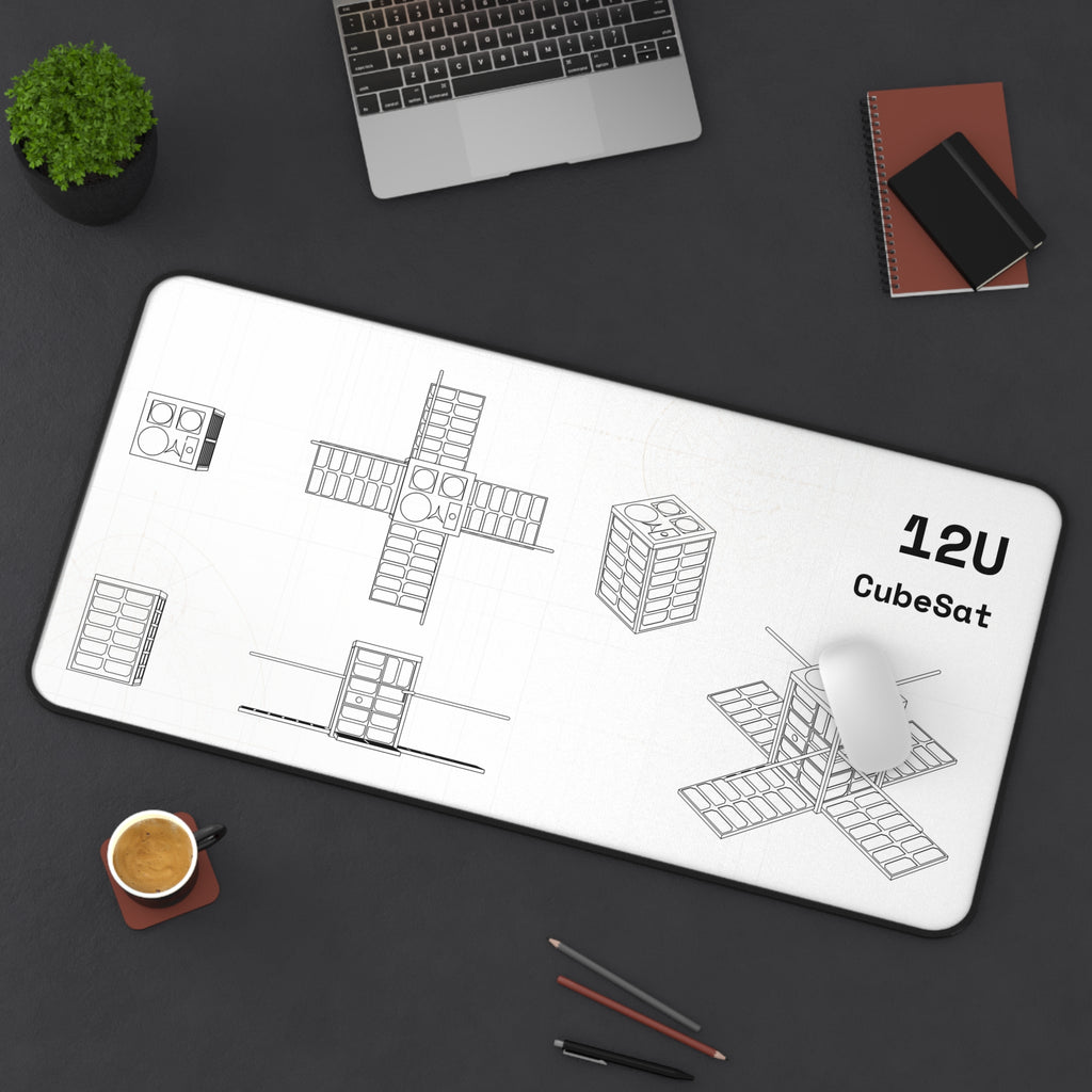 12U CubeSat White Blueprint Mouse Pad