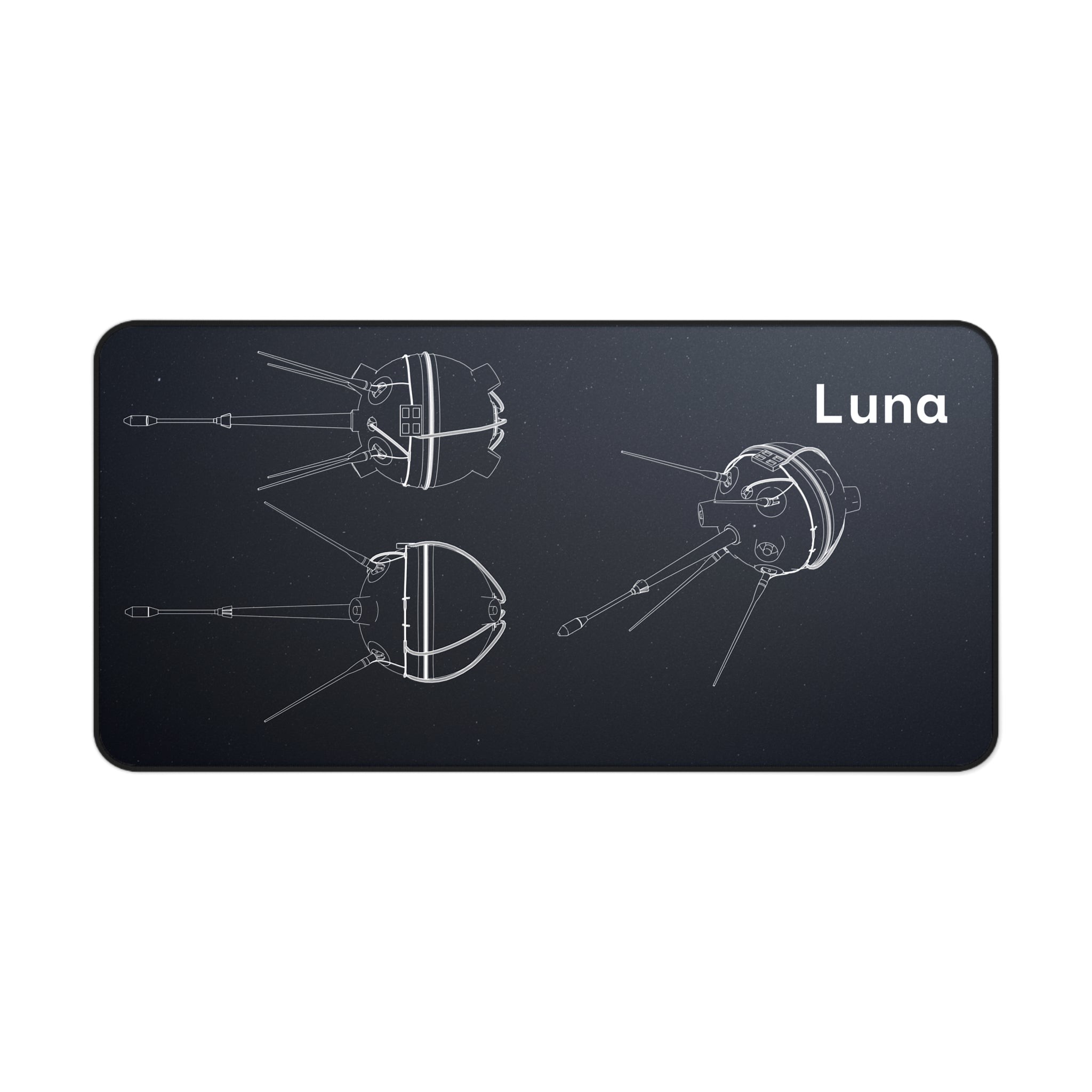 Luna Space Probe Black Blueprint Mouse Pad / Desk Mat