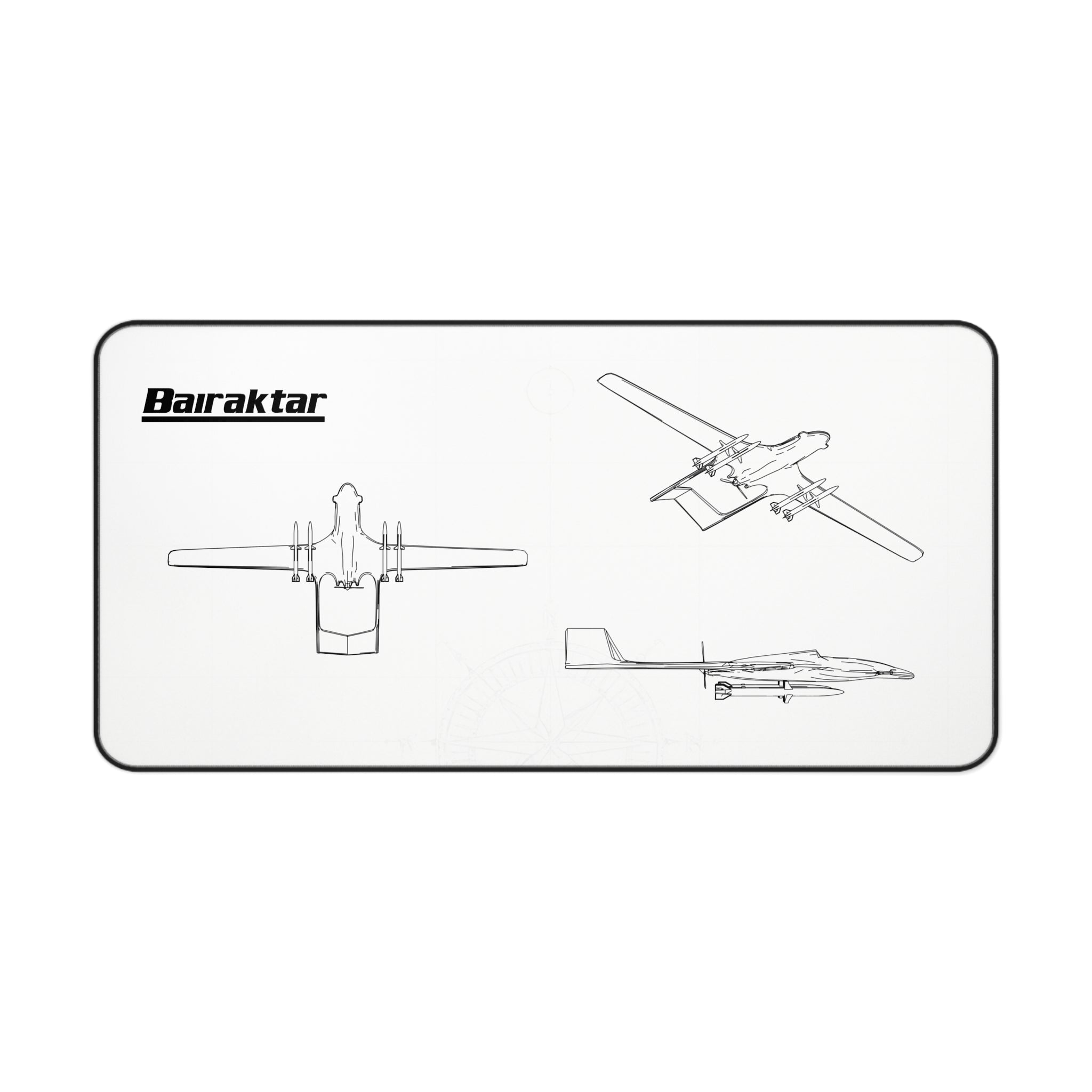 Bairaktar Drone White Blueprint Mouse Pad / Desk Mat