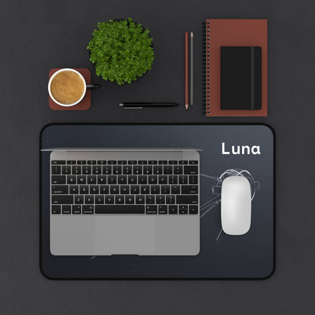 Luna Space Probe Black Blueprint Mouse Pad