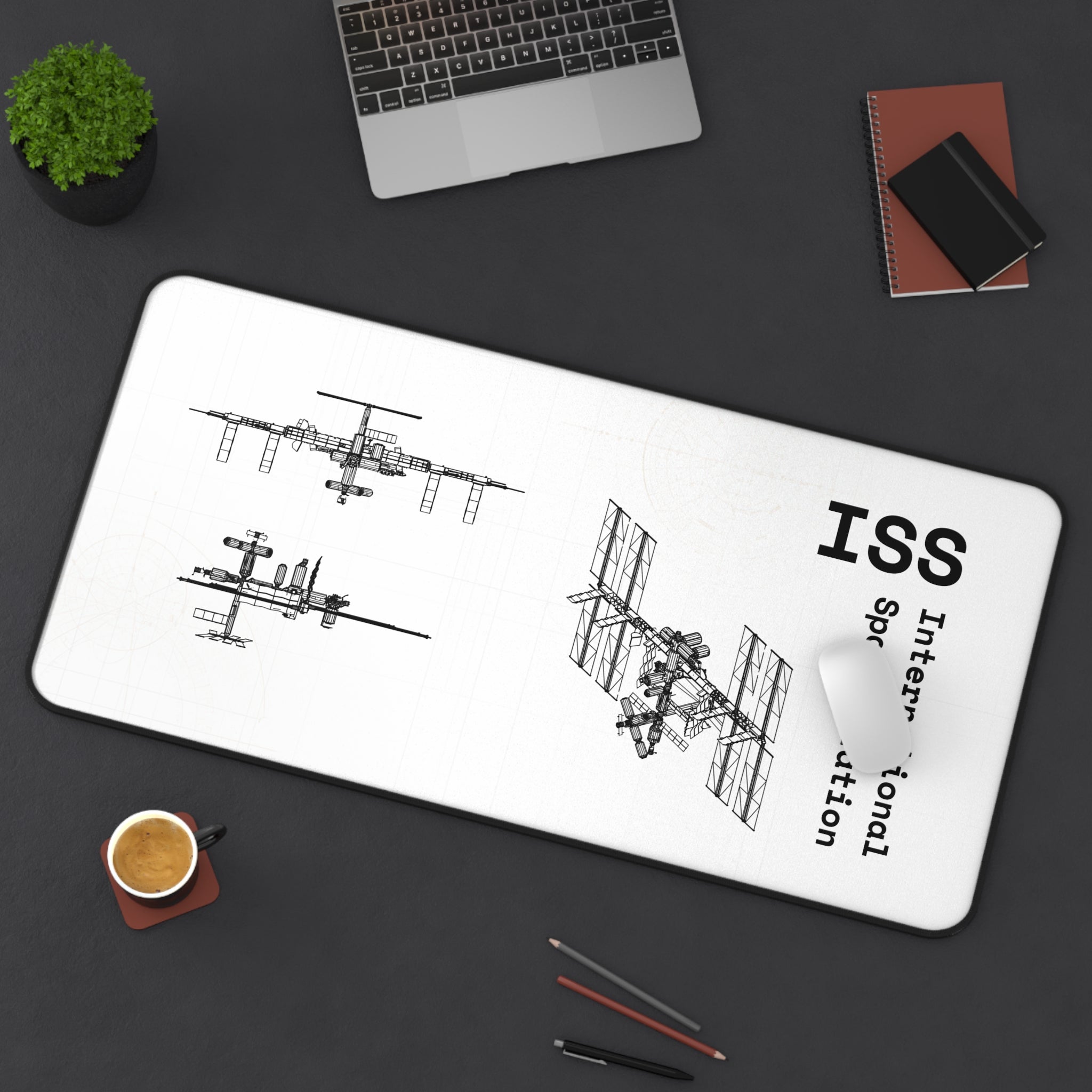 ISS International Space Station 2 White Blueprint Mouse Pad