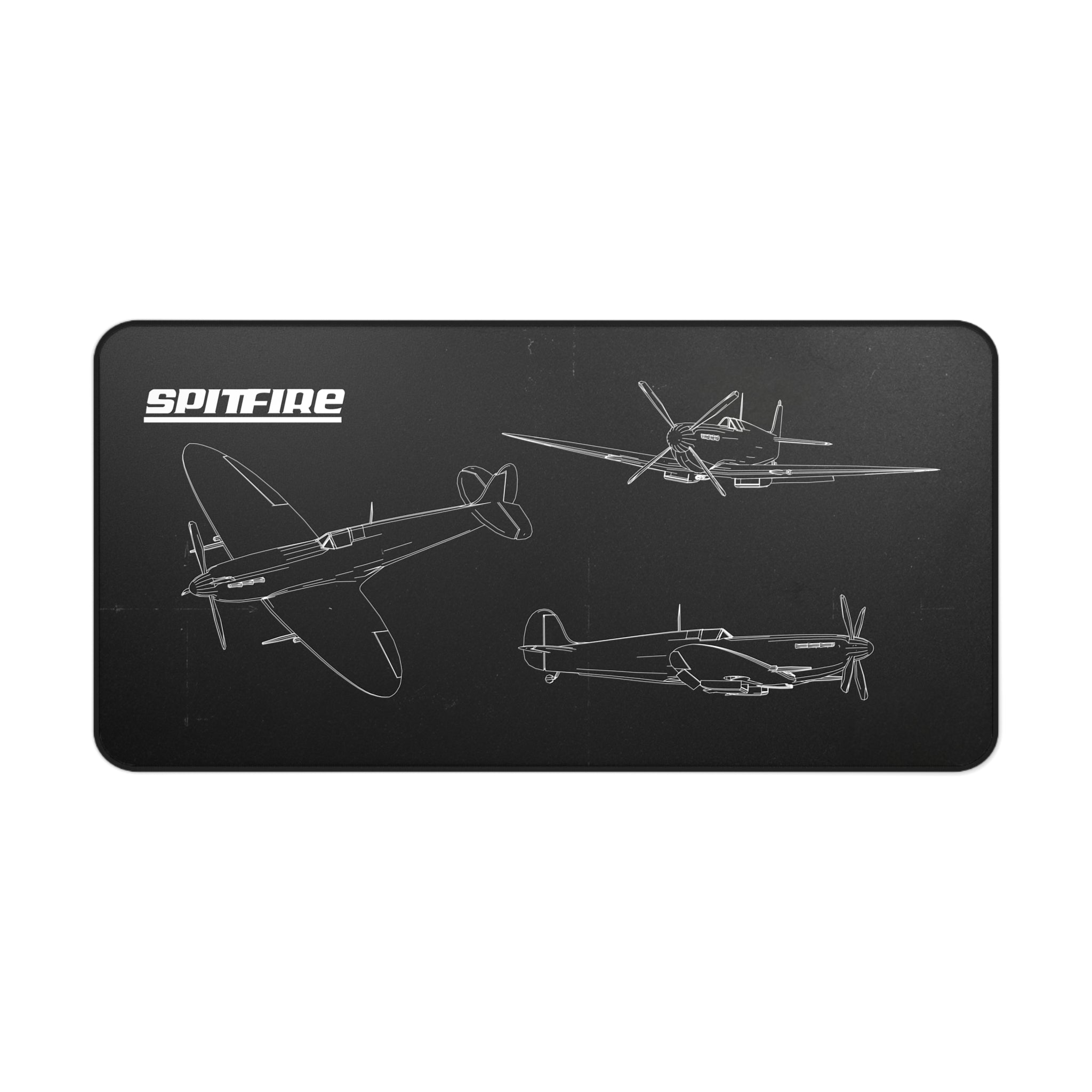 Spitfire Black Blueprint Mouse Pad / Desk Mat