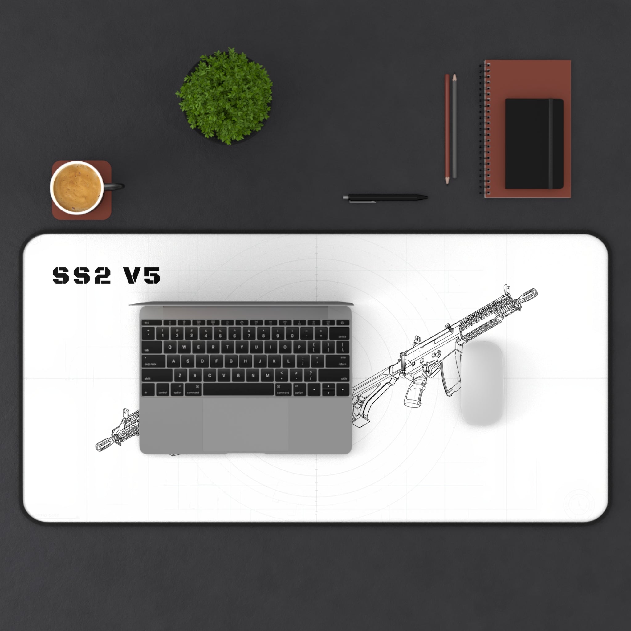 SS2 V5 Rifle White Blueprint Mouse Pad / Desk Mat
