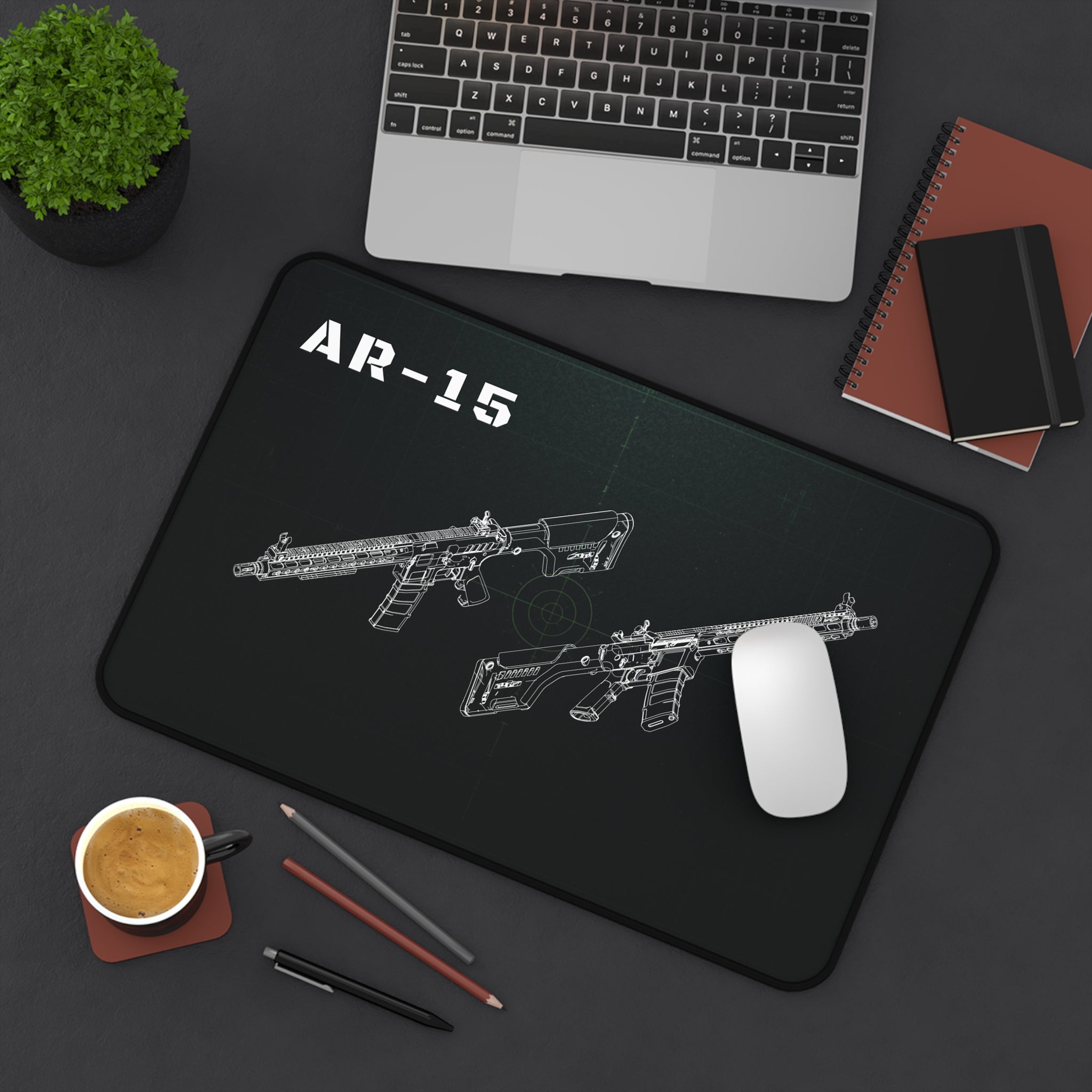 AR-15 Rifle Black Blueprint Mouse Pad / Desk Mat