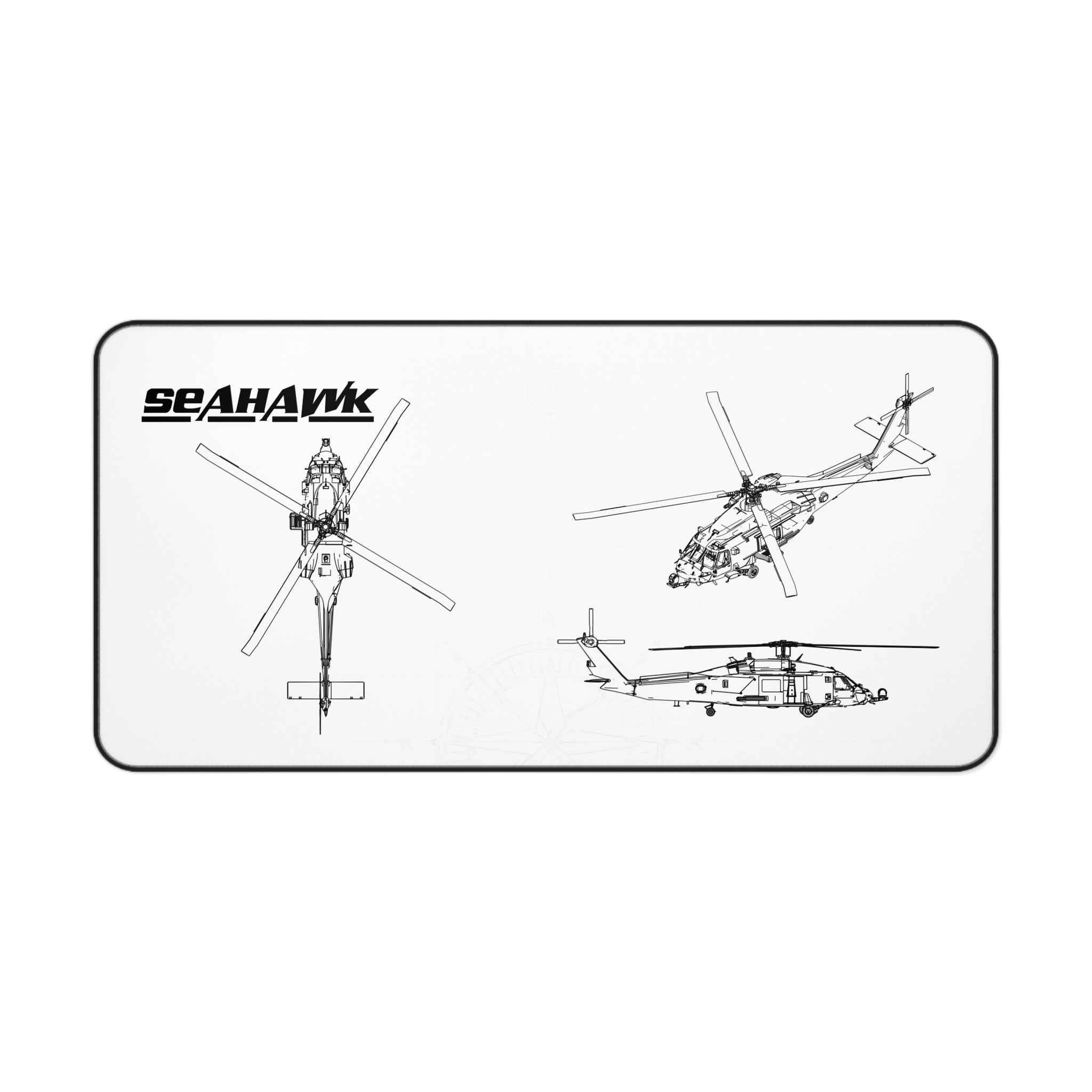 Seahawk Helicopter White Blueprint Mouse Pad / Desk Mat