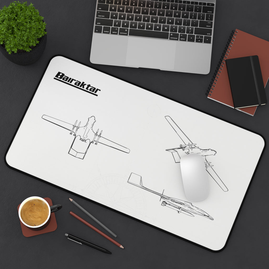 Bairaktar Drone White Blueprint Mouse Pad / Desk Mat