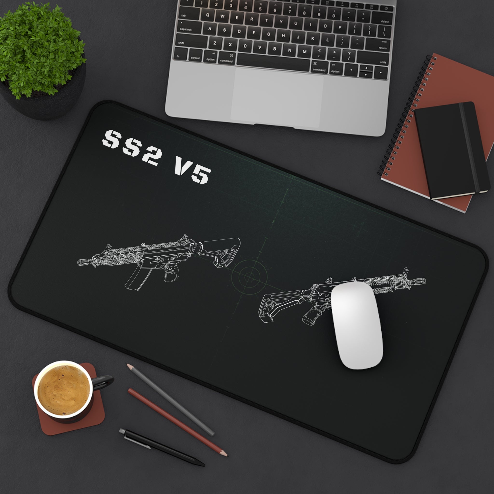 SS2 V5 Rifle Black Blueprint Mouse Pad / Desk Mat