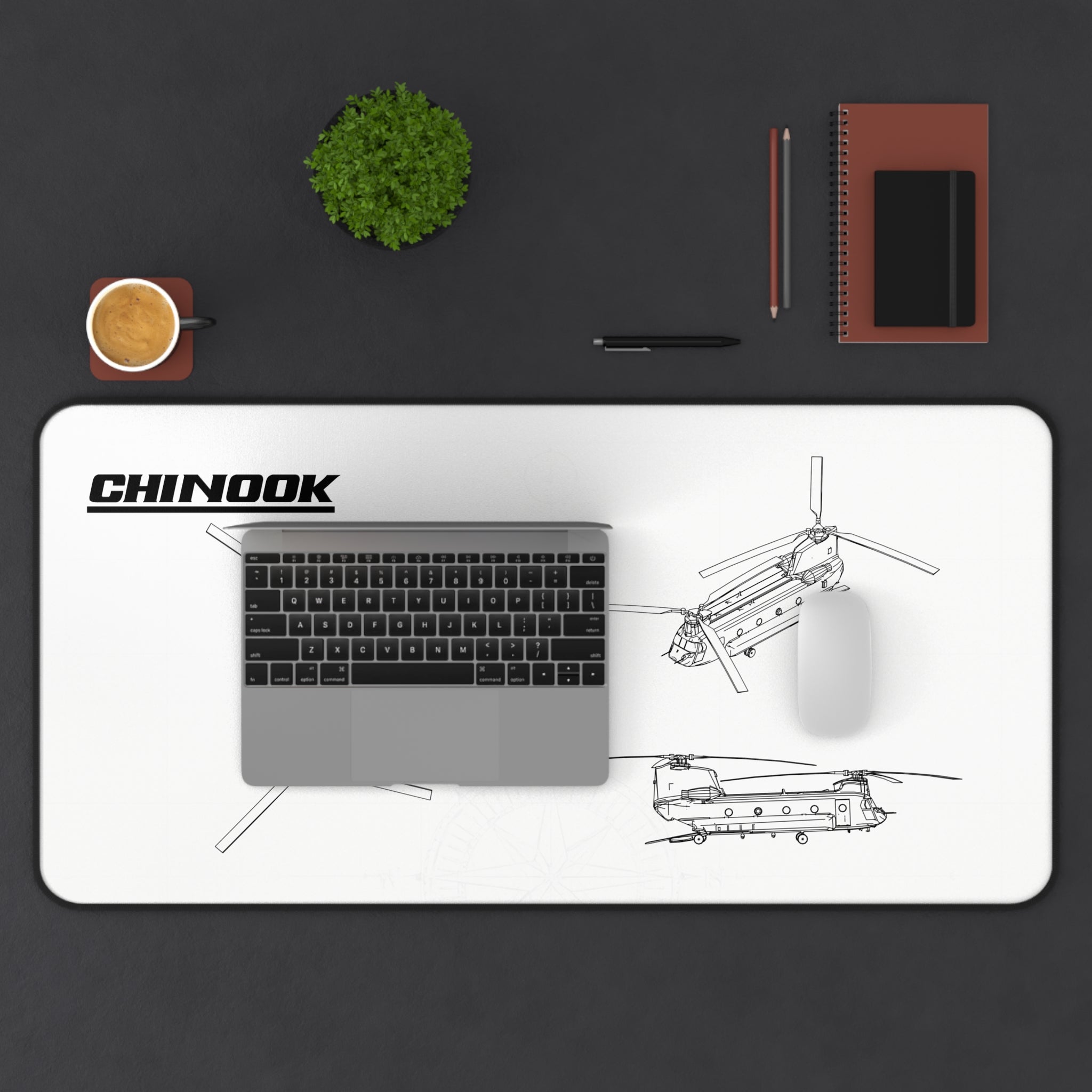 Chinook Helicopter White Blueprint Mouse Pad / Desk Mat