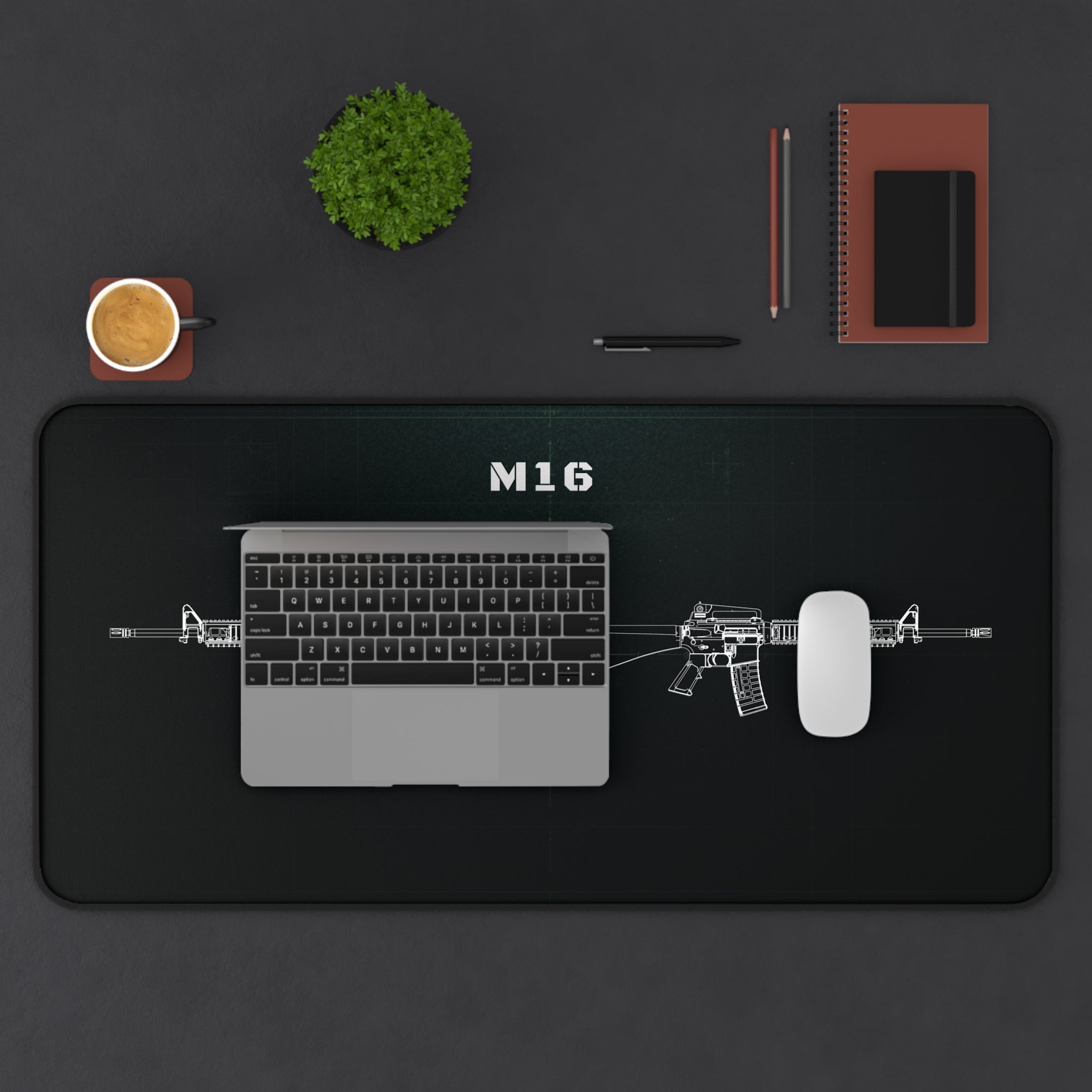 M16 Rifle Black Blueprint Mouse Pad / Desk Mat