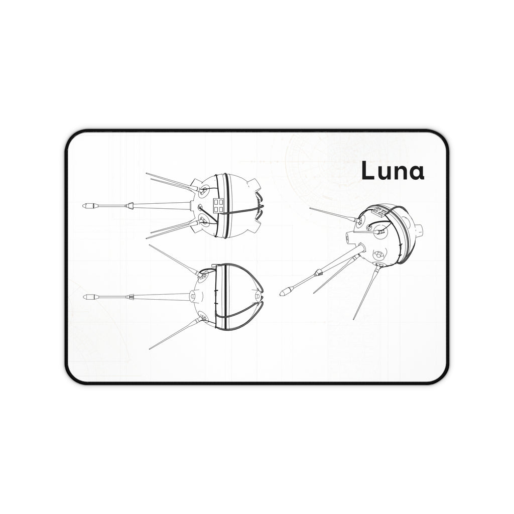 Luna Space Probe White Blueprint Mouse Pad