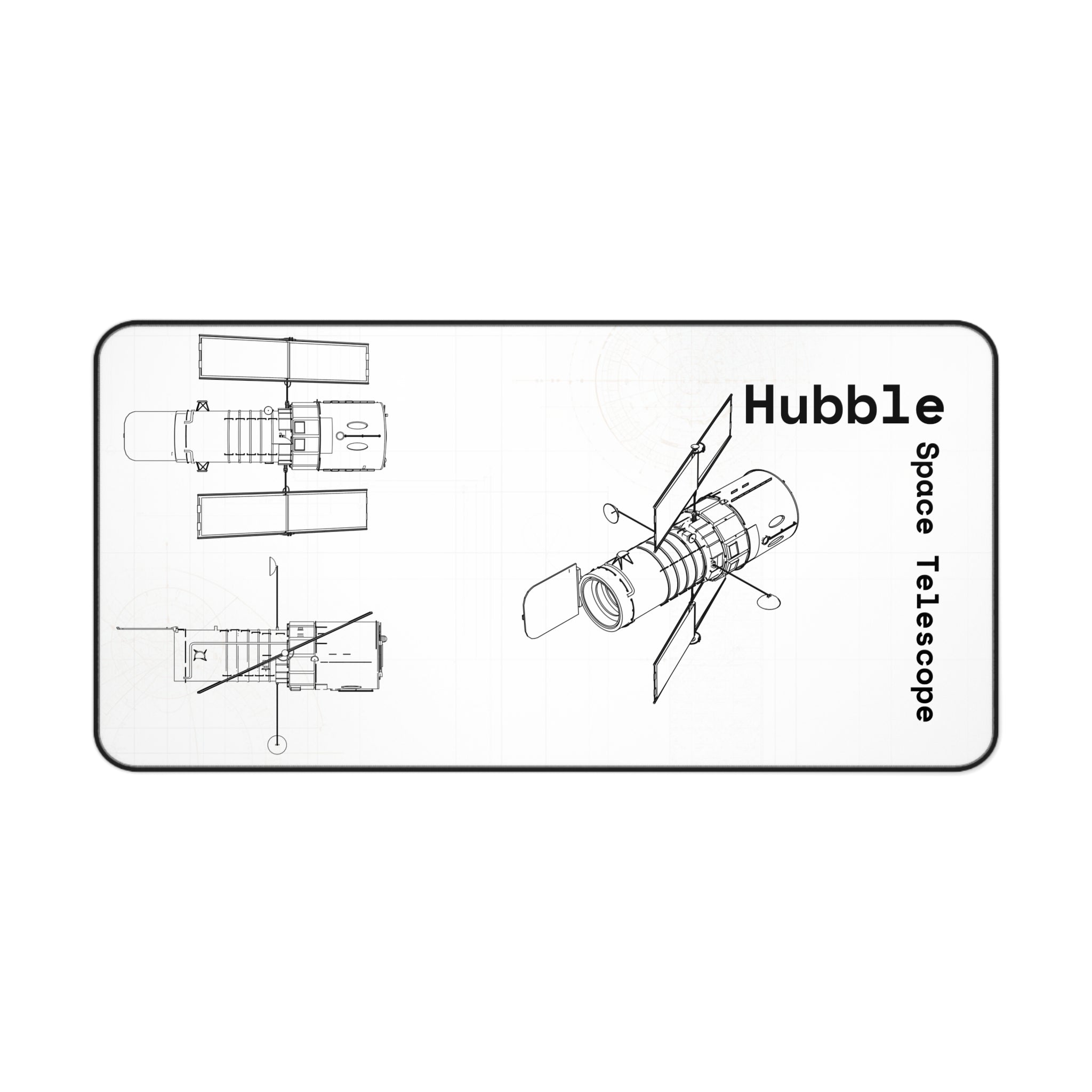 Hubble Space Telescope White Blueprint Mouse Pad / Desk Mat
