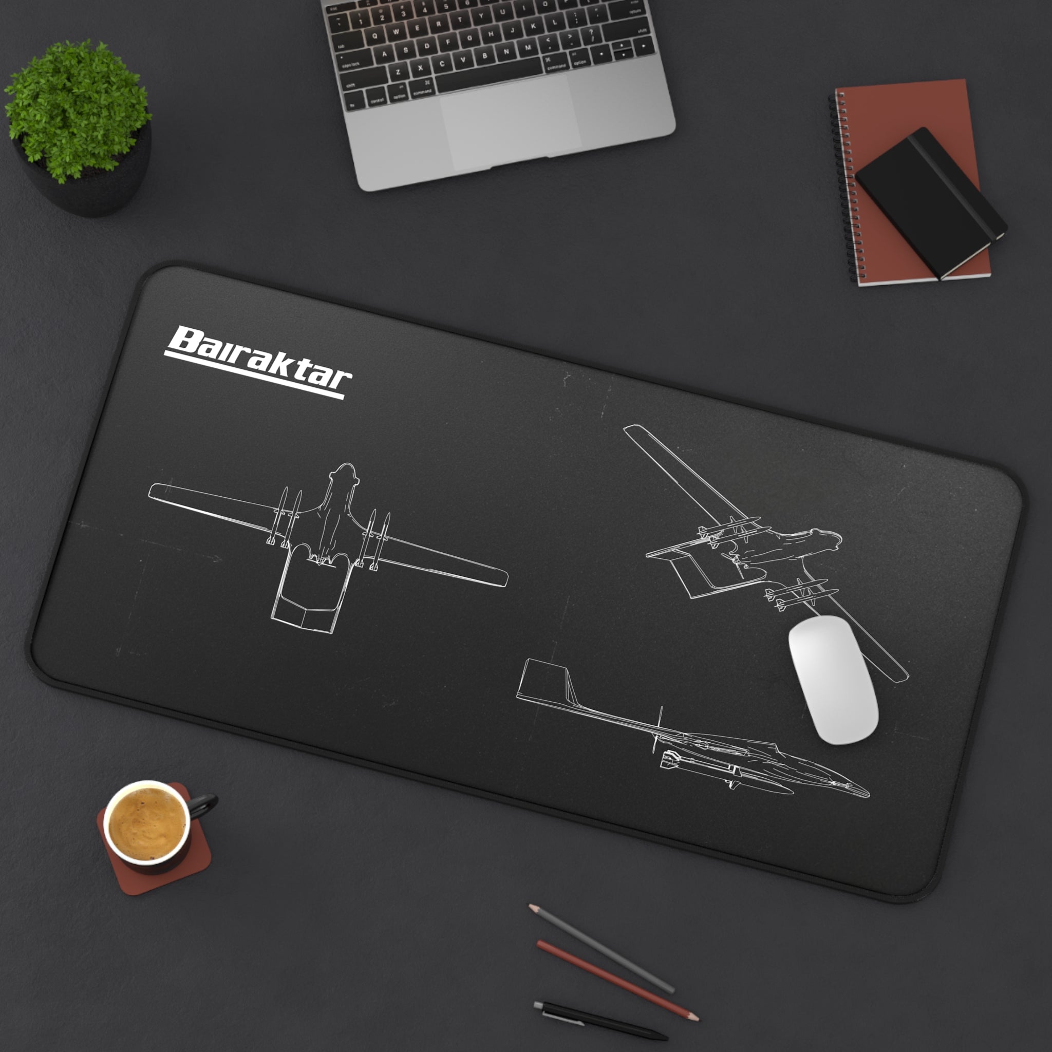Bairaktar Drone Black Blueprint Mouse Pad / Desk Mat