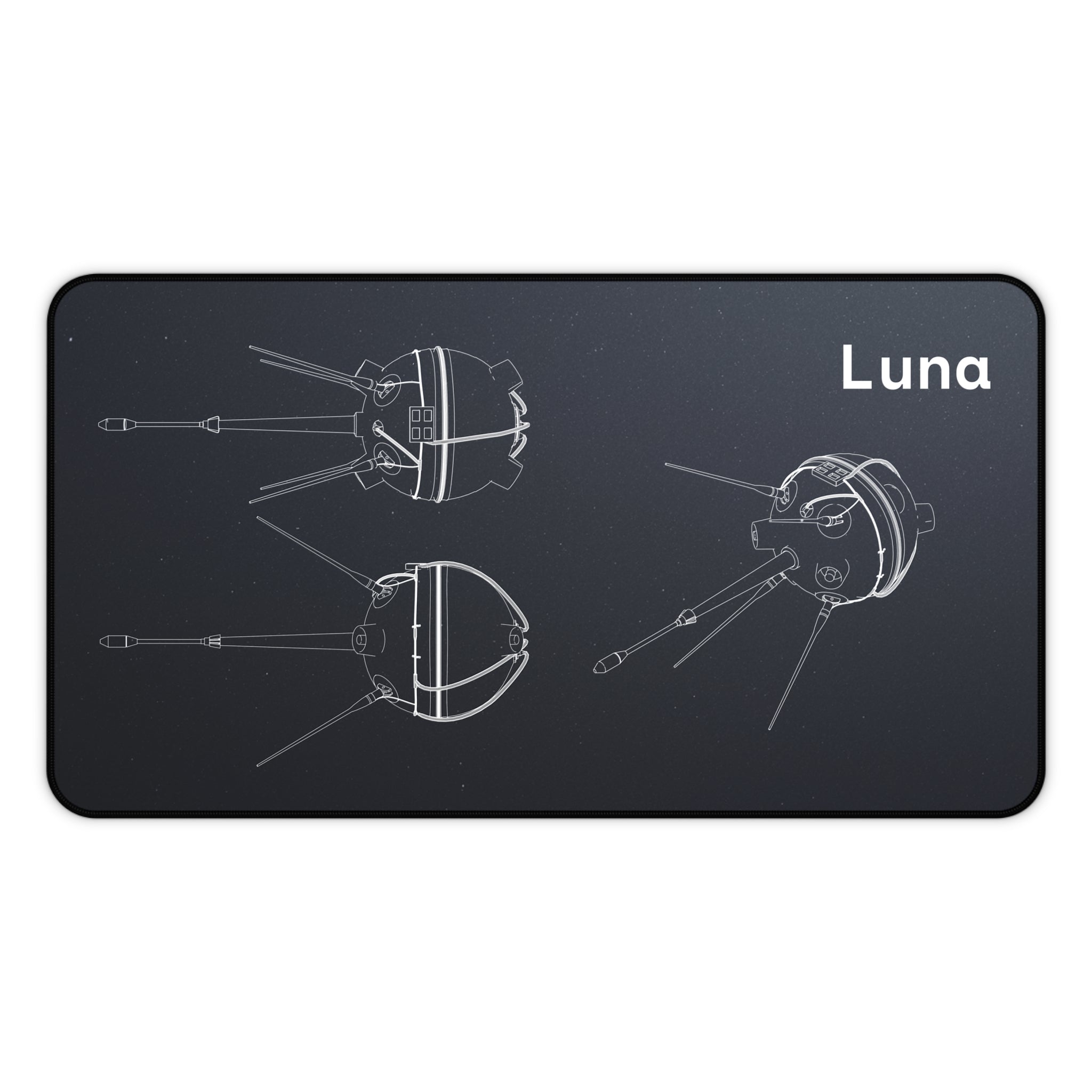 Luna Space Probe Black Blueprint Mouse Pad / Desk Mat