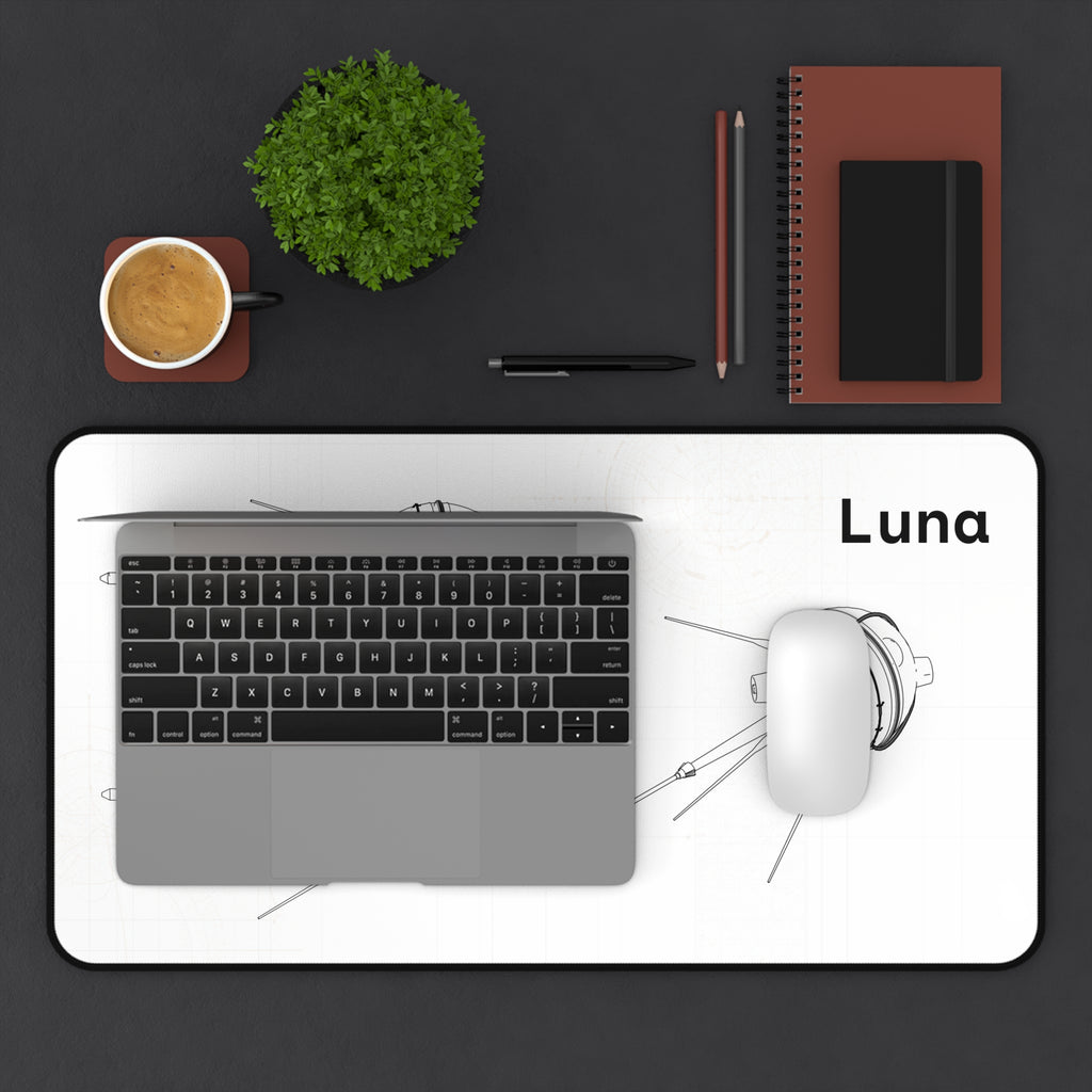Luna Space Probe White Blueprint Mouse Pad