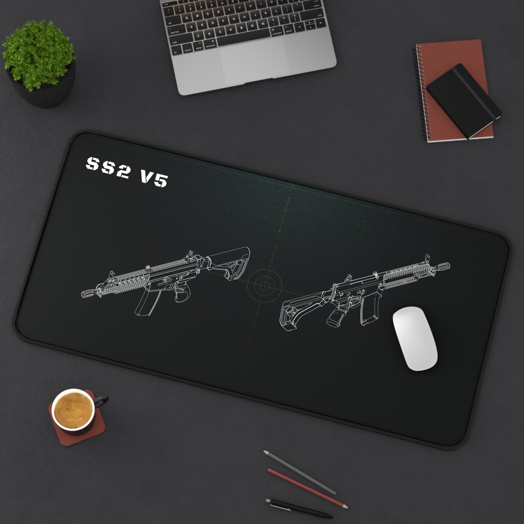 SS2 V5 Rifle Black Blueprint Mouse Pad / Desk Mat