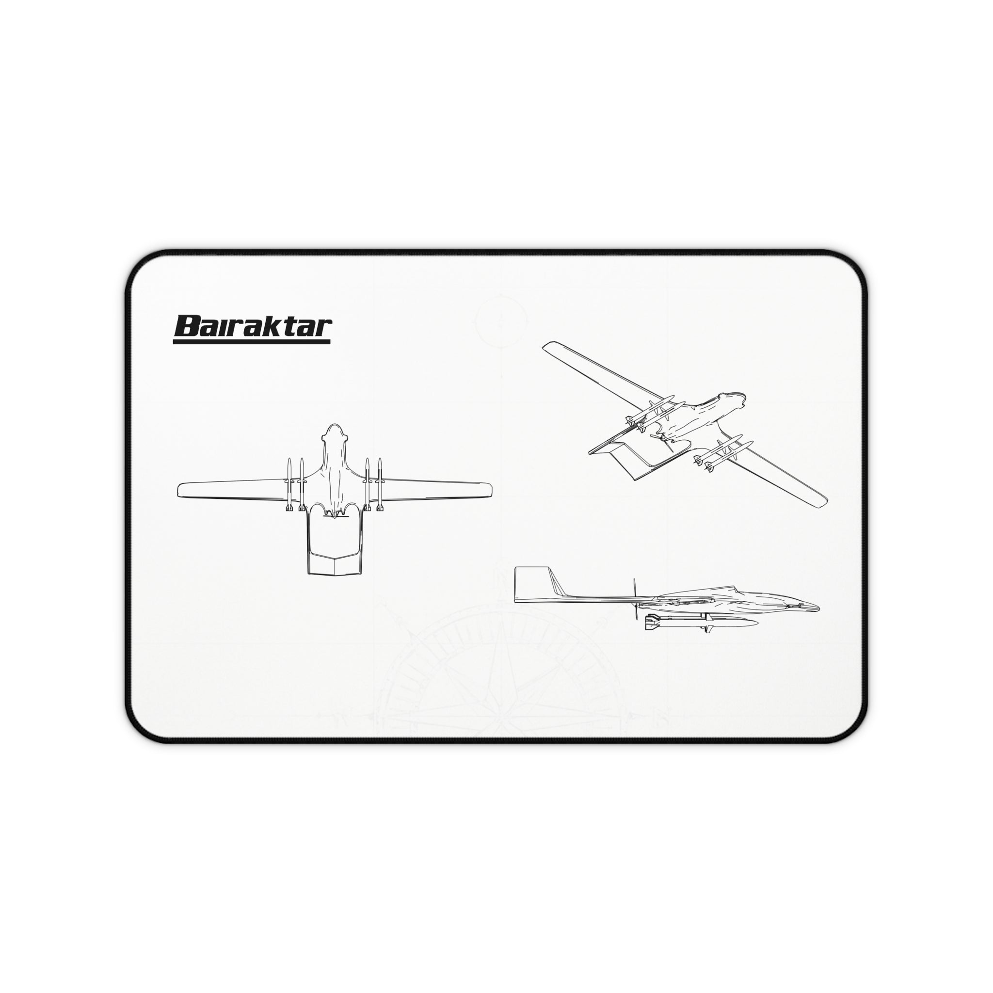 Bairaktar Drone White Blueprint Mouse Pad / Desk Mat