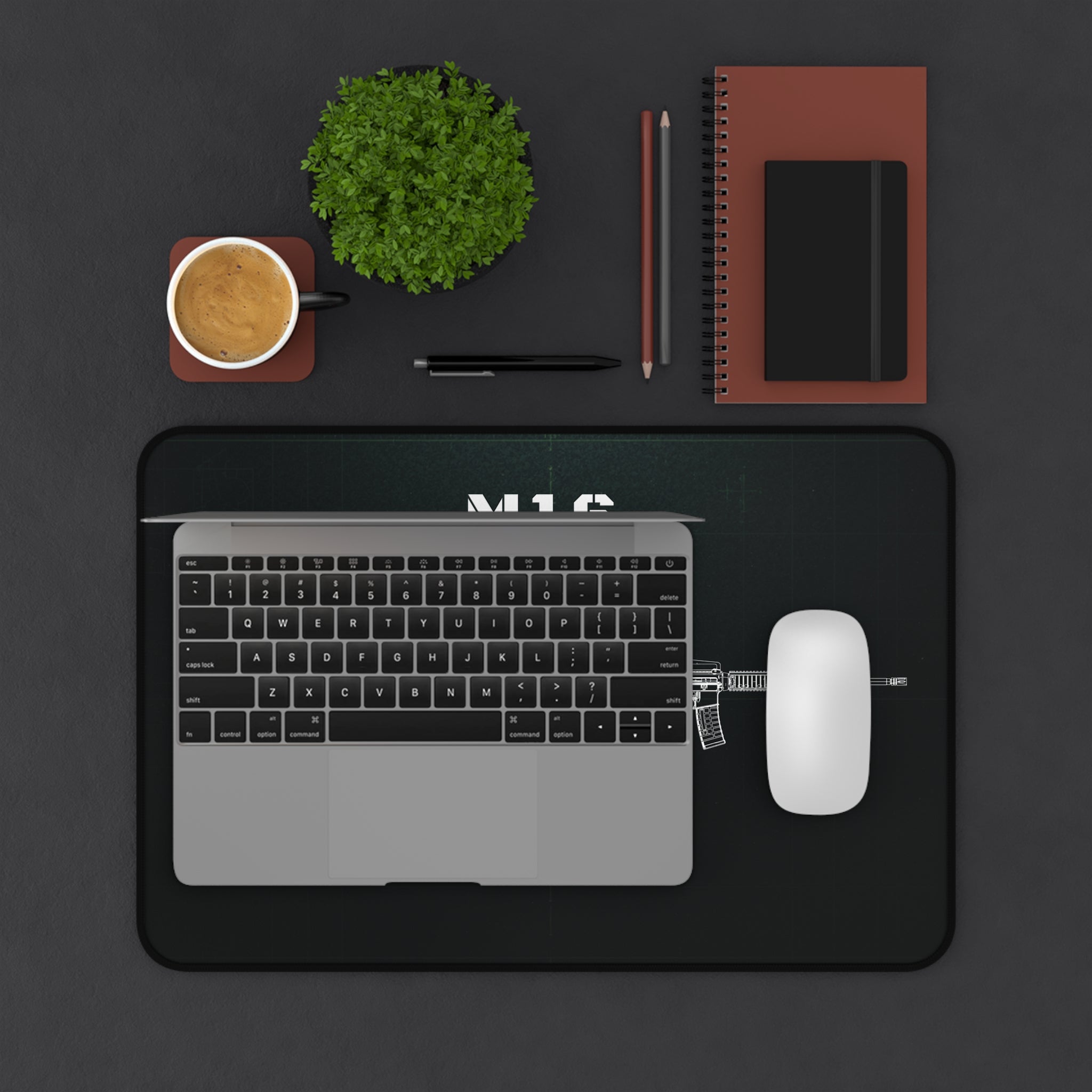 M16 Rifle Black Blueprint Mouse Pad / Desk Mat