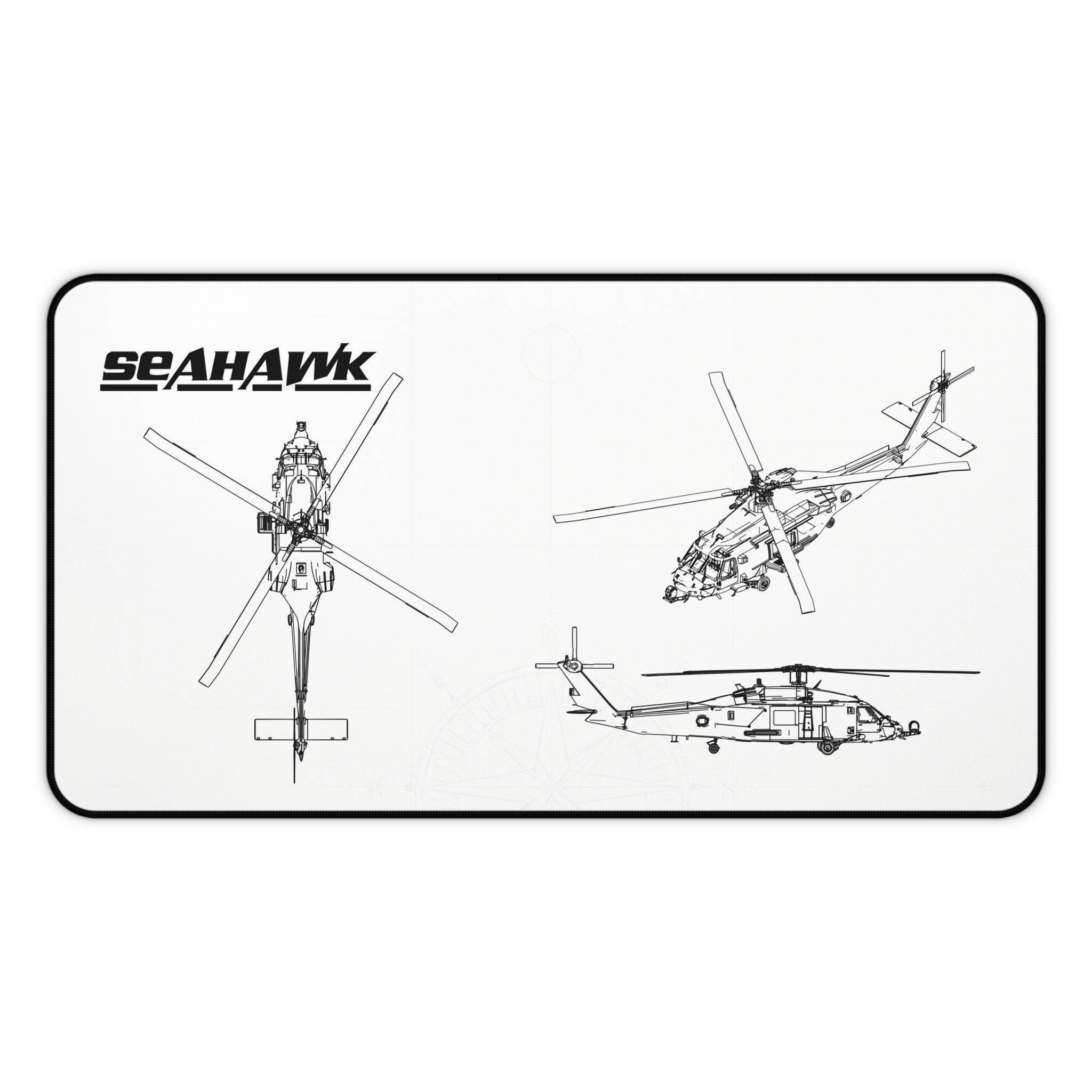 Seahawk Helicopter White Blueprint Mouse Pad / Desk Mat