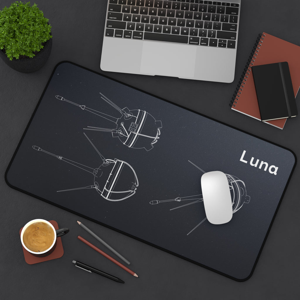 Luna Space Probe Black Blueprint Mouse Pad