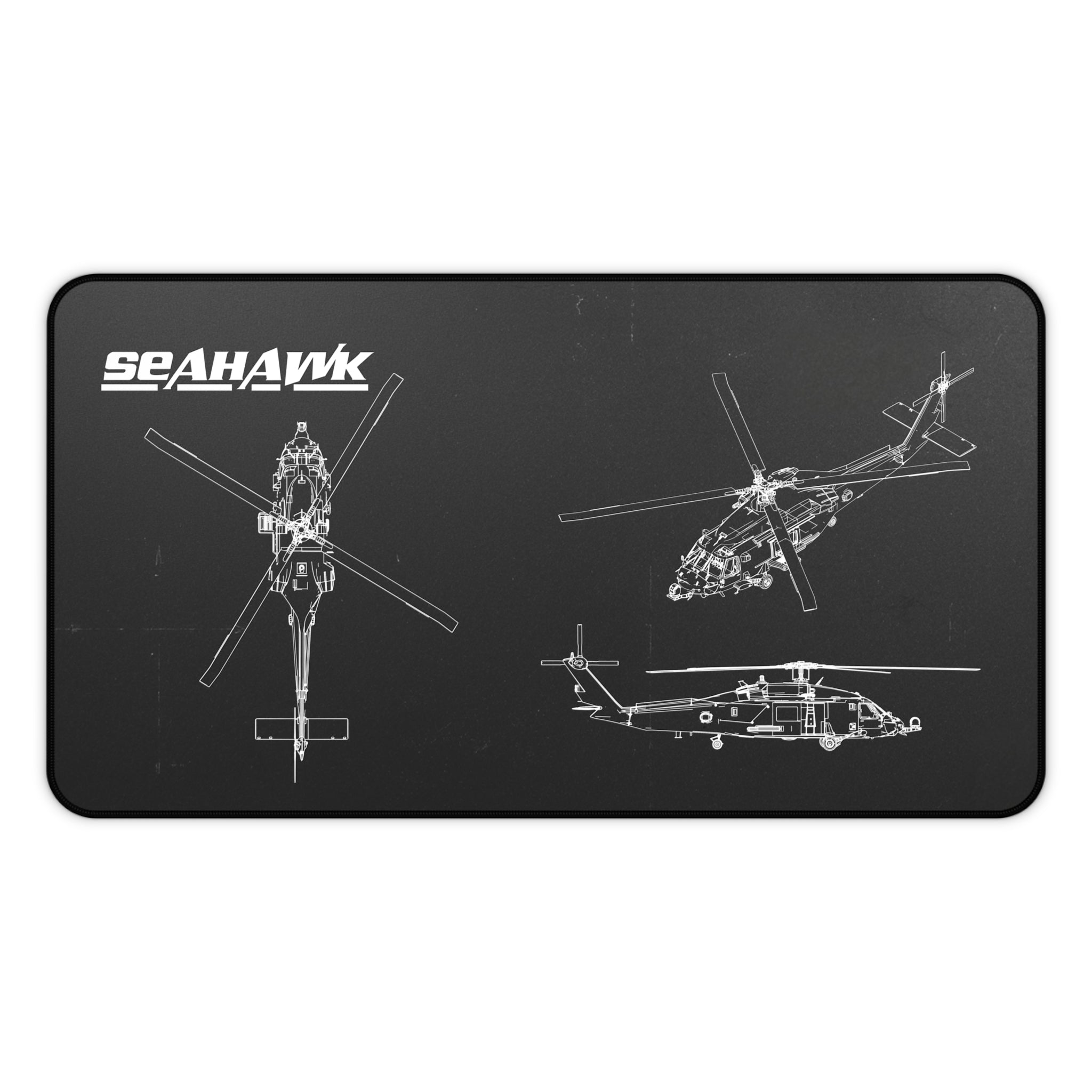 Seahawk Helicopter Black Blueprint Mouse Pad / Desk Mat