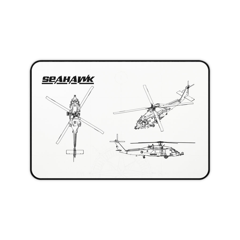 Seahawk Helicopter White Blueprint Mouse Pad / Desk Mat