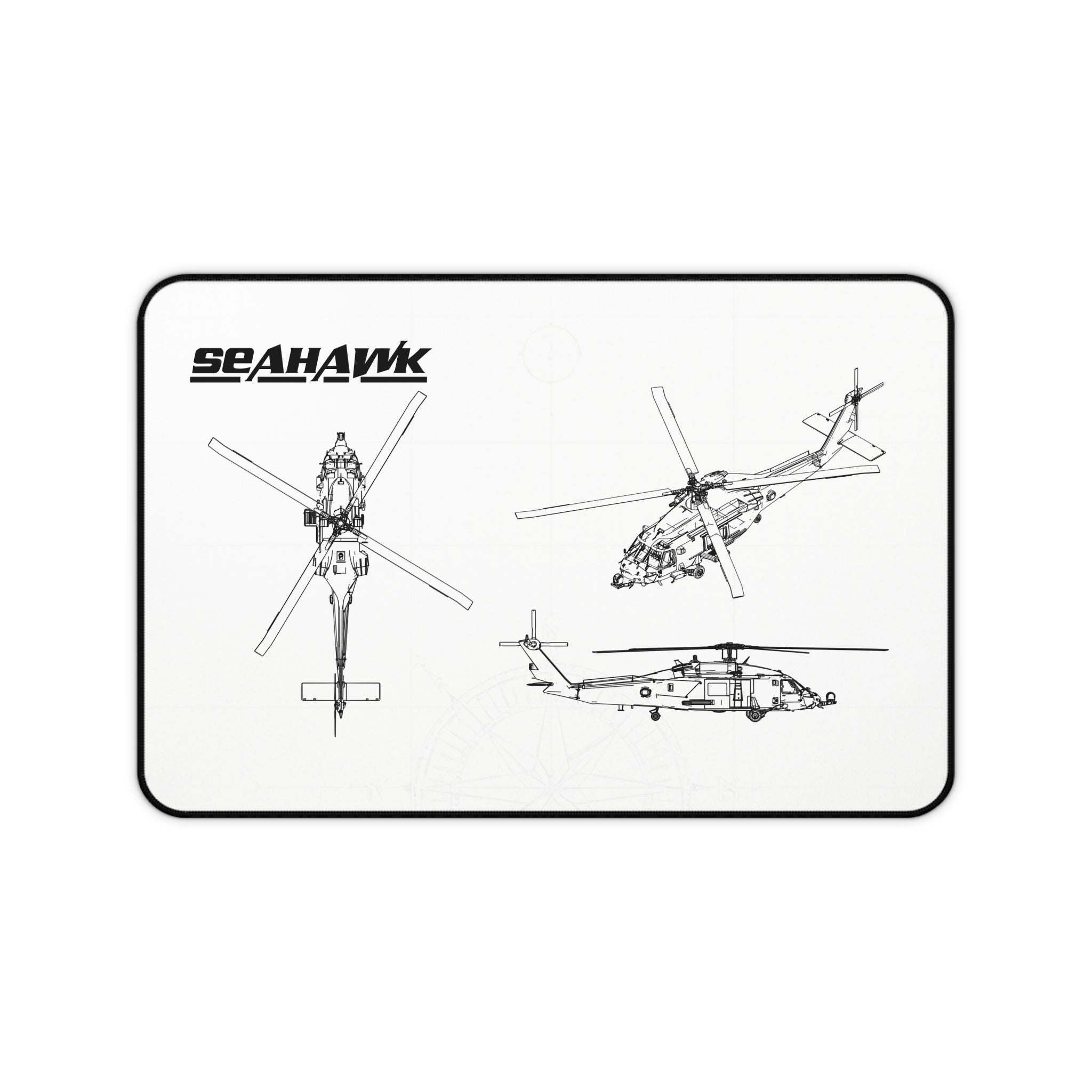 Seahawk Helicopter White Blueprint Mouse Pad / Desk Mat
