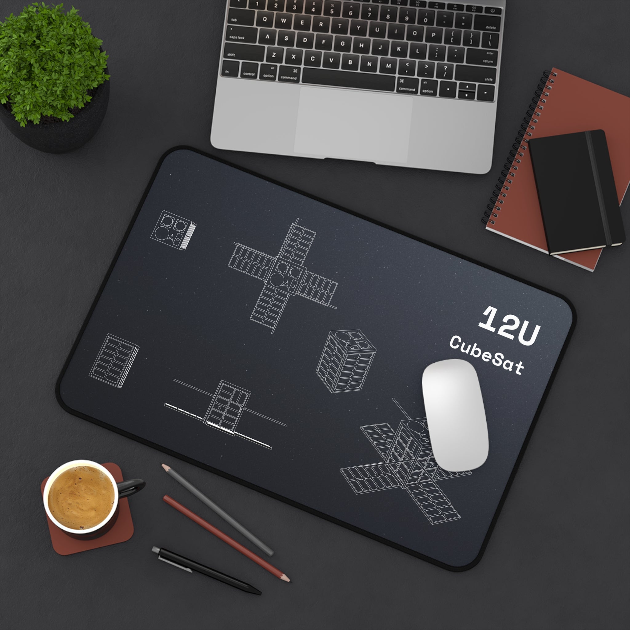 12U CubeSat Black Blueprint Mouse Pad