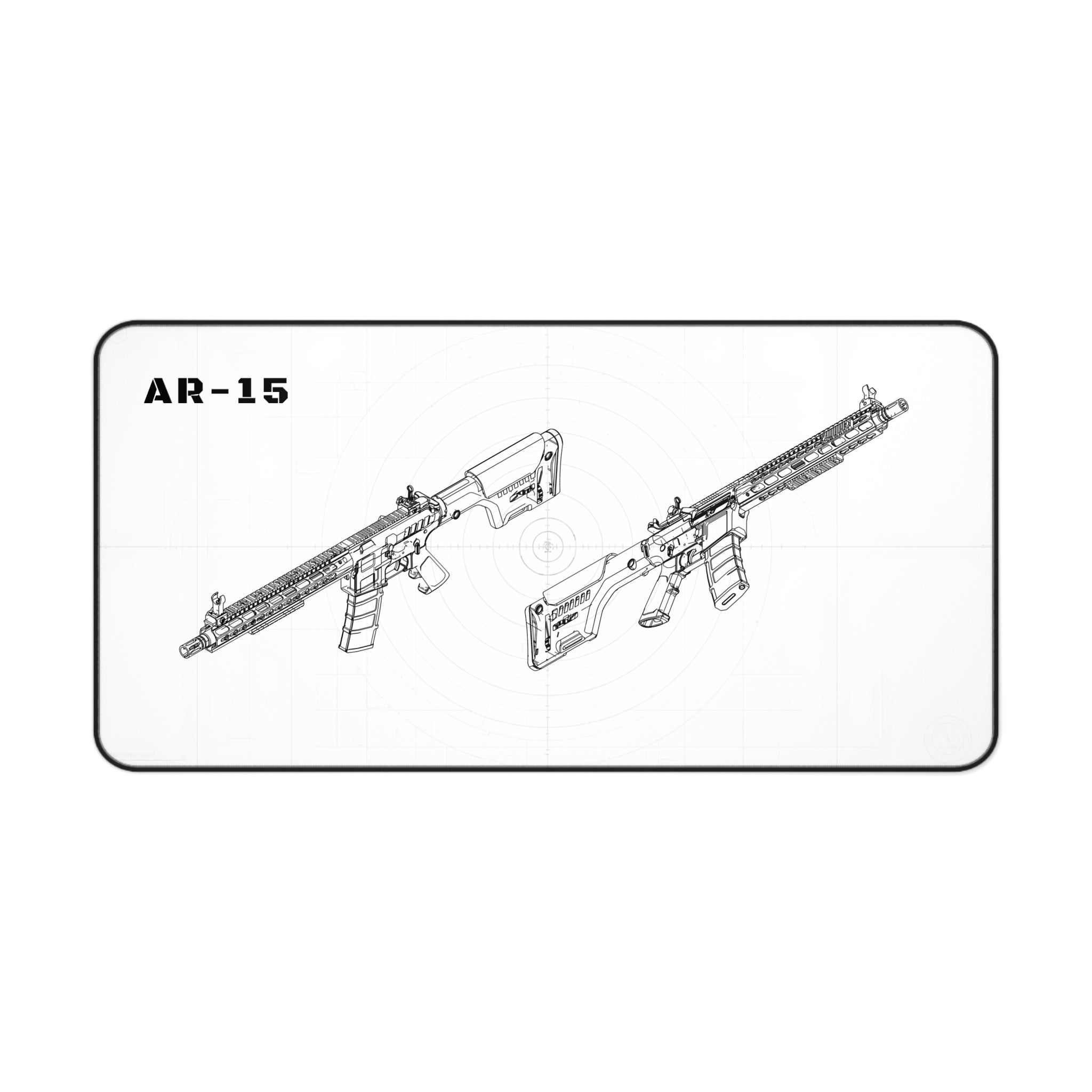 AR-15 Rifle White Blueprint Mouse Pad / Desk Mat