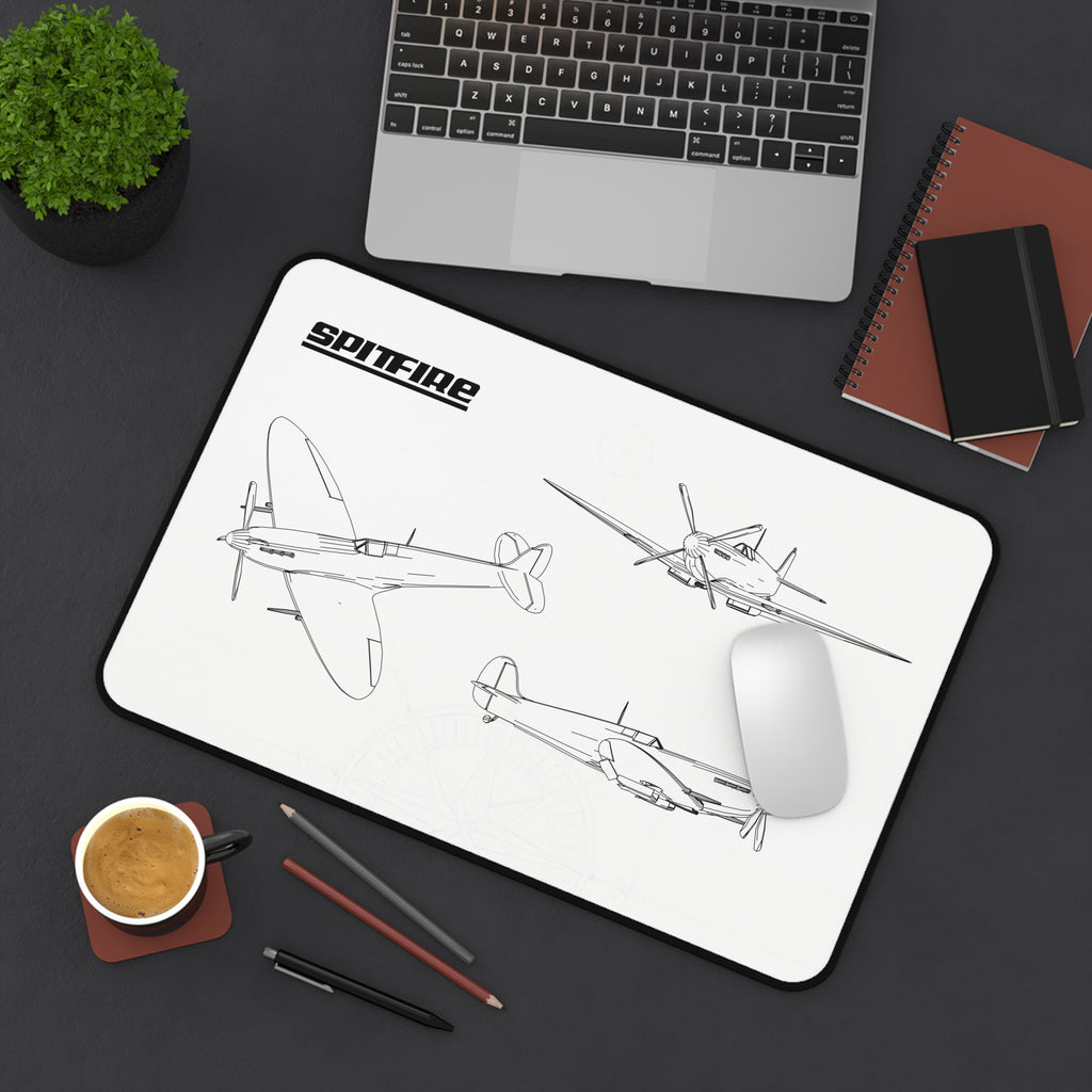 Spitfire White Blueprint Mouse Pad / Desk Mat