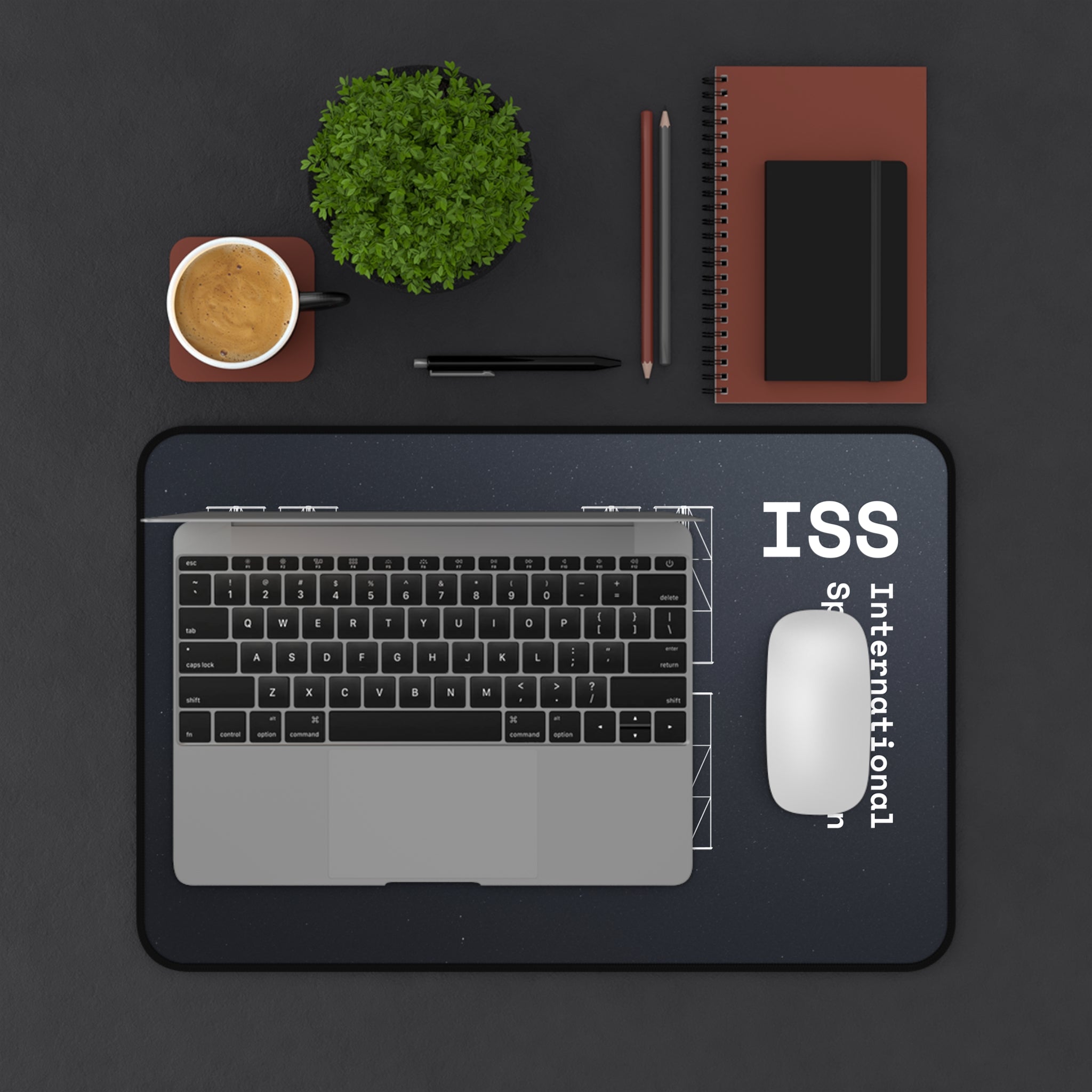 ISS International Space Station Black Blueprint Mouse Pad